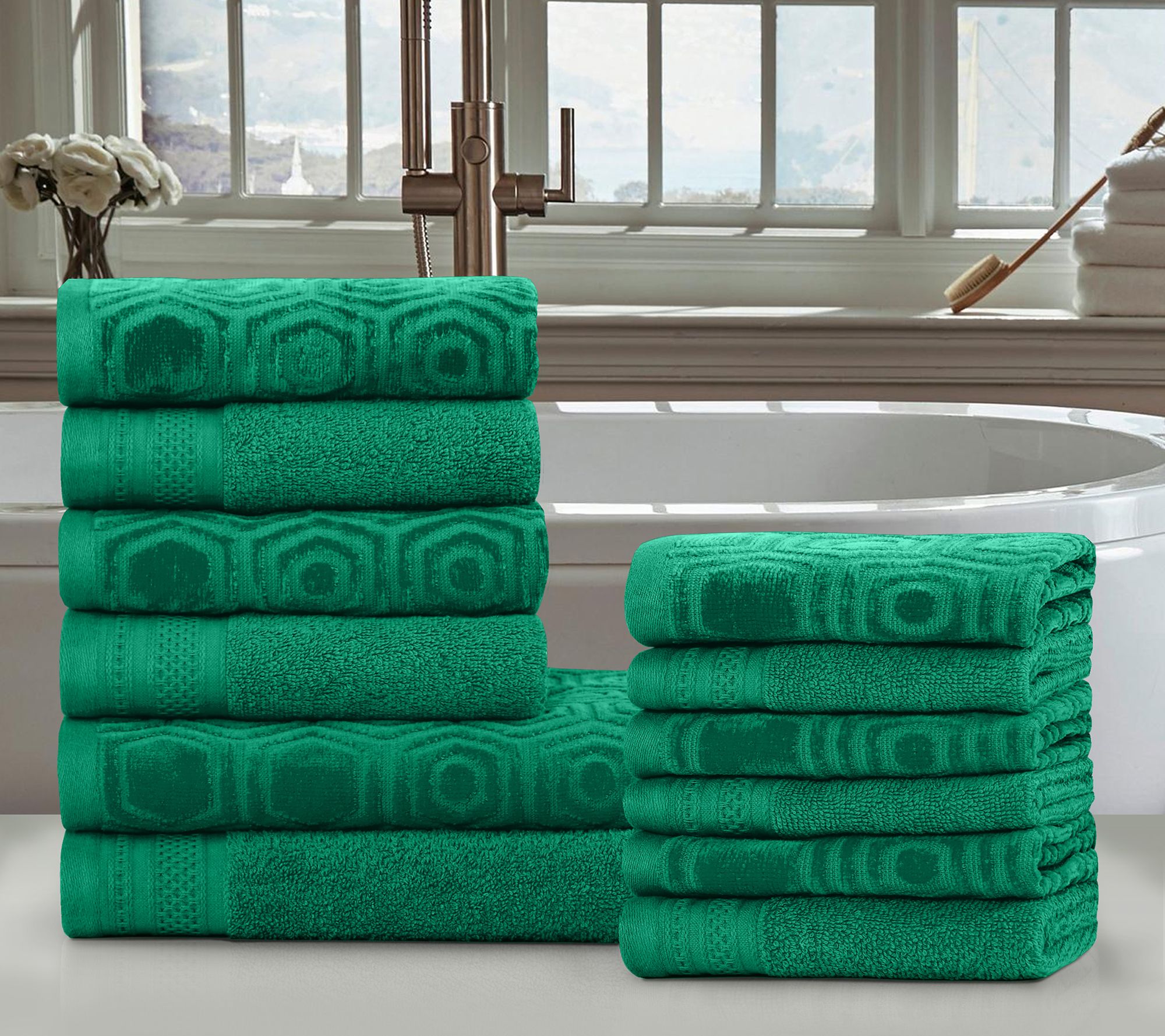 Superior Cotton 12 Piece Ultra Soft Quick Dry Towel Set