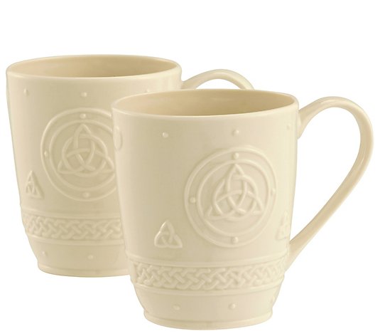 Belleek Set of 2 Celtic Mugs