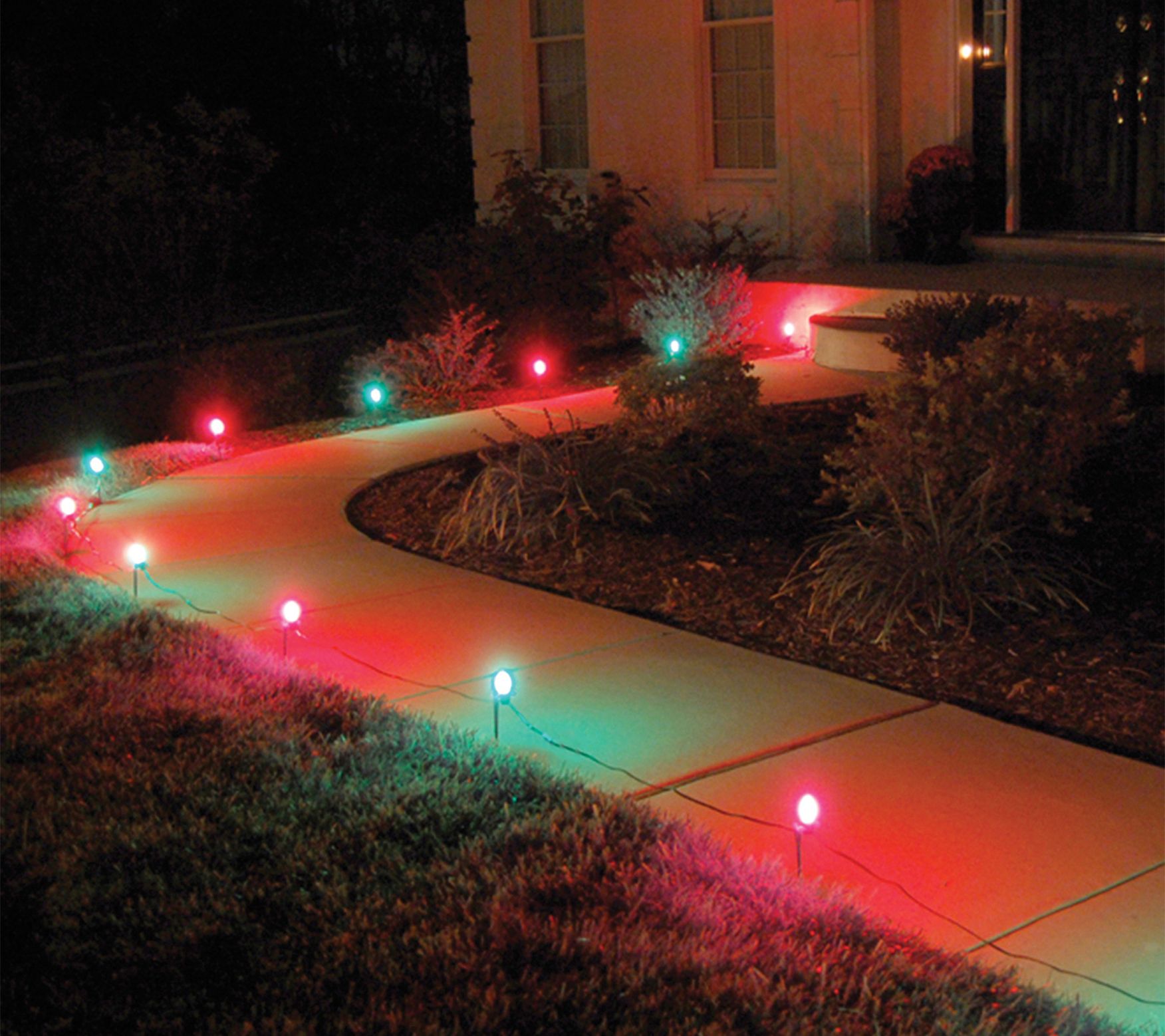 LumaBase Set of 10 Red and Green Electric Pathway Lights