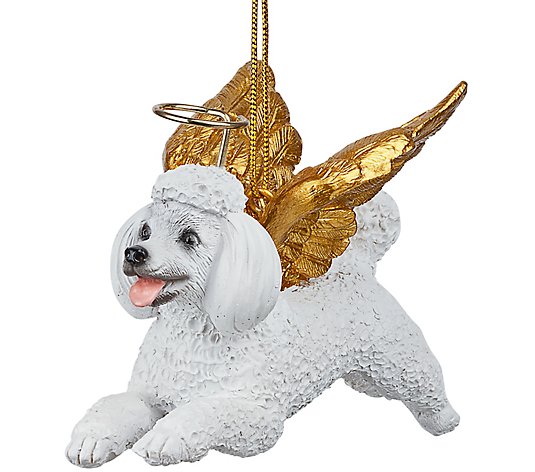 Design Toscano Holiday Angel White Poodle Dog Ornament