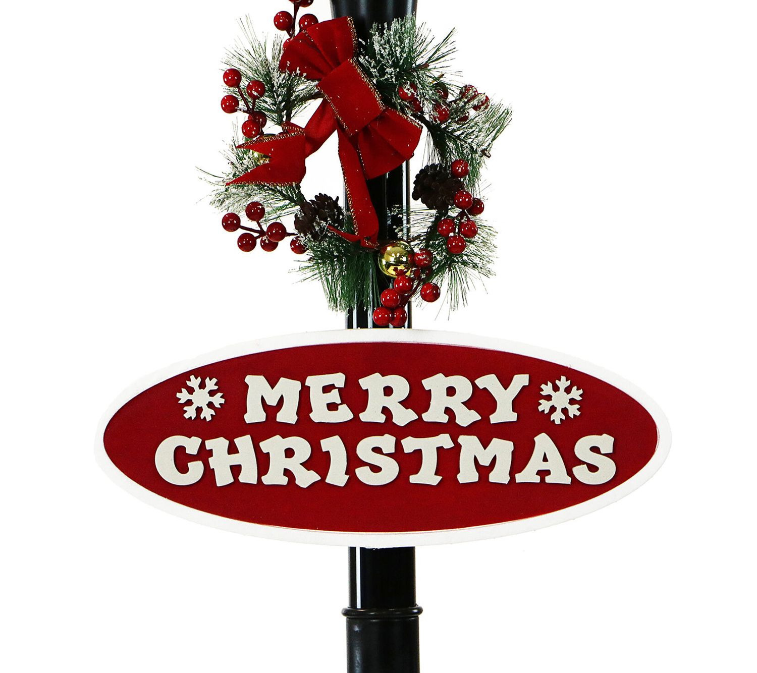 Fraser Hill Farm 69&quot; Snow Globe Lamp Post in Black w/ Santa - QVC.com