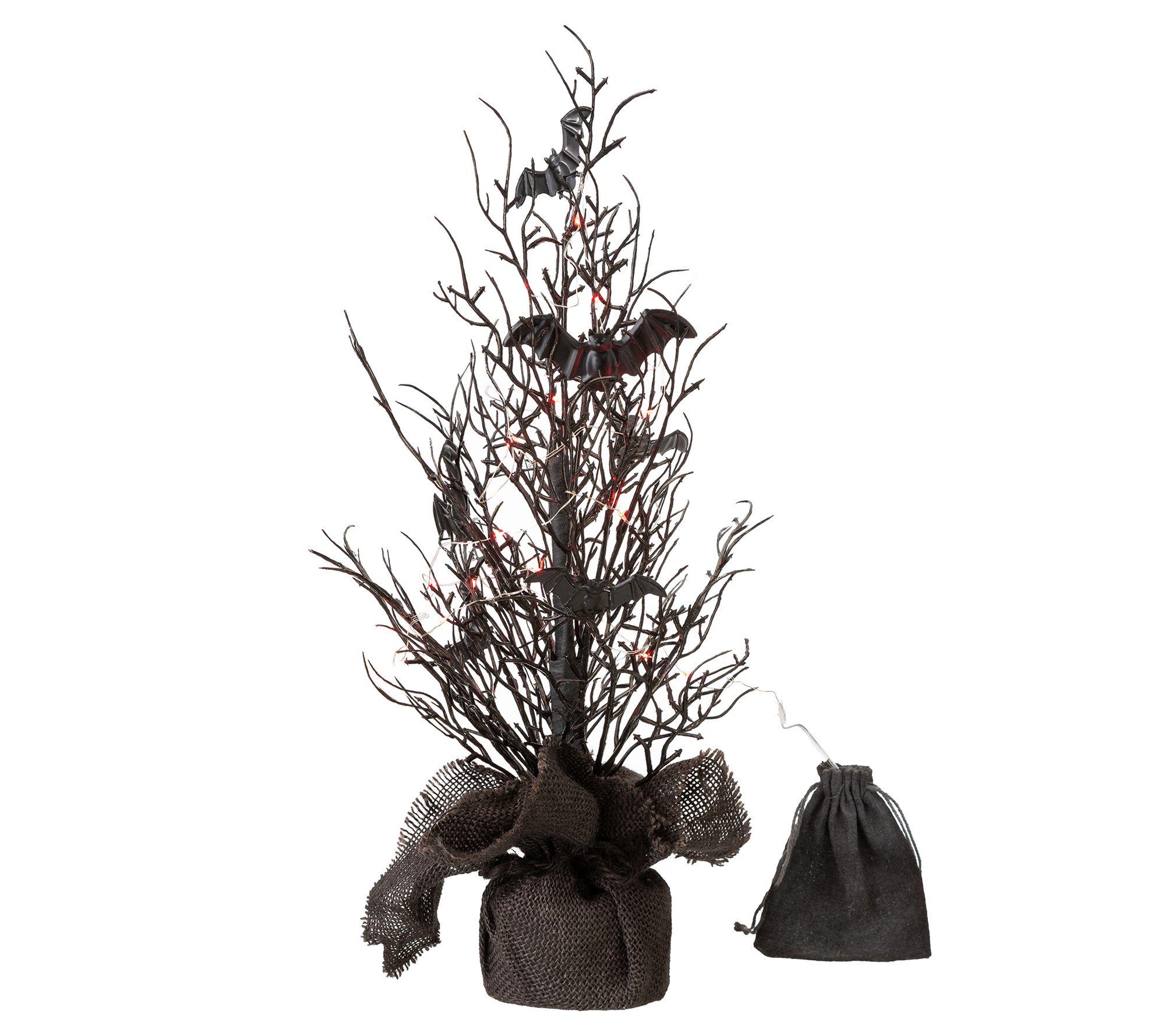 Glitzhome 20" Batty Halloween LED Lighted Table Tree Decor