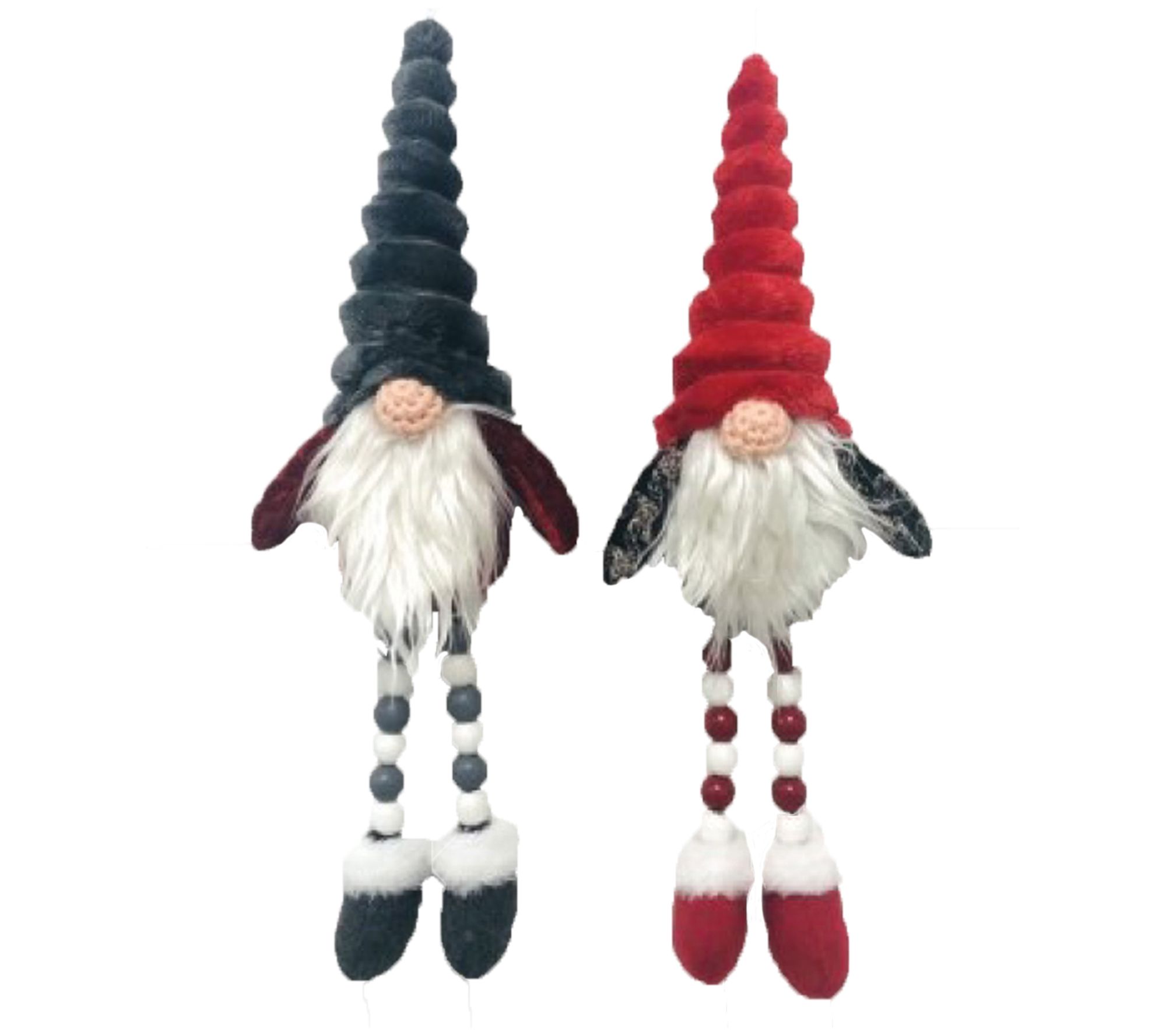 11" Santa's Workshop Xmas Gnome Ornaments, Set of 2