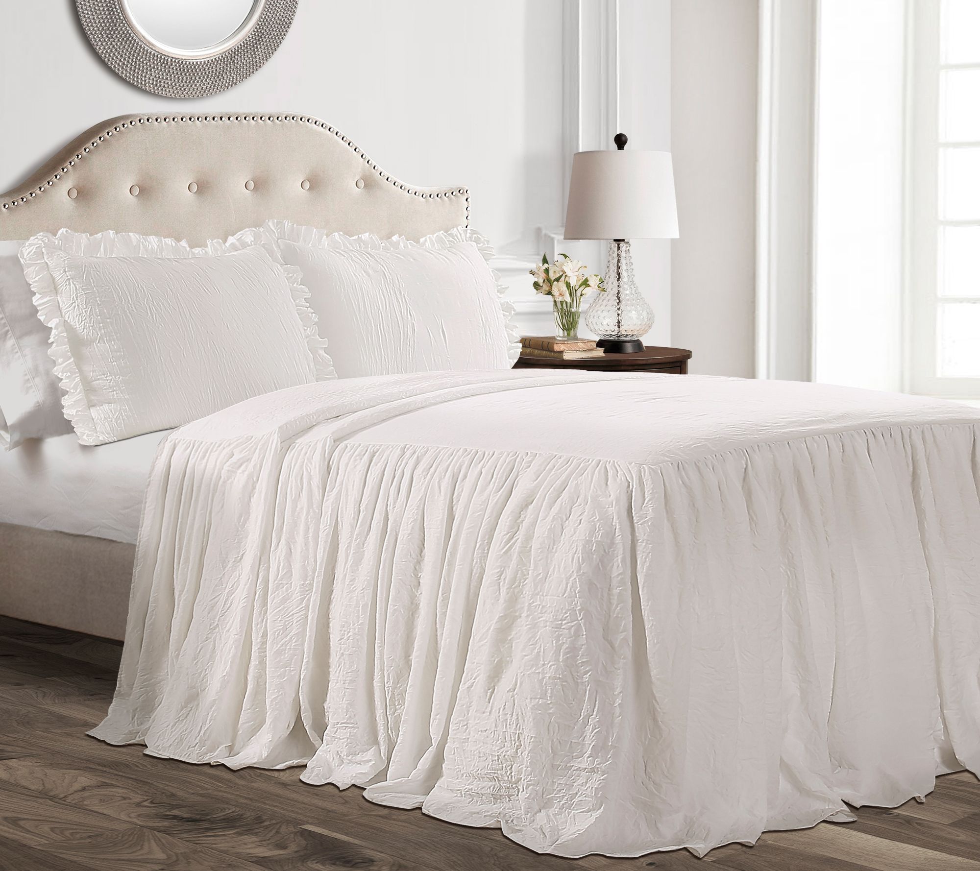 Ruffle Skirt Bedspread 3Pc Set King by Lush Decor