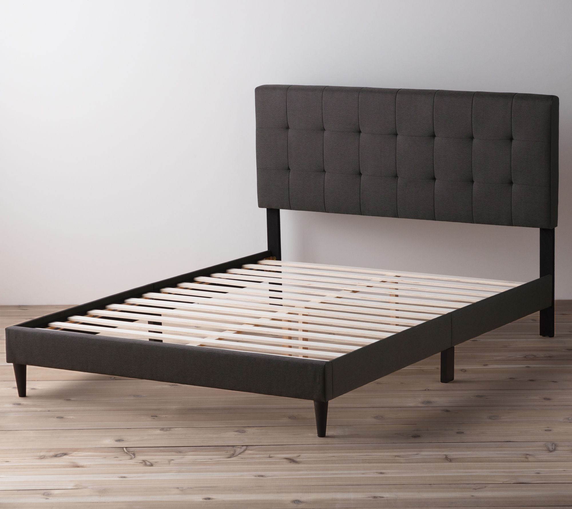 Brookside Cara Square Tufted, Cara Upholstered Charcoal Queen Platform Bed Frame With Square Tufted Headboard