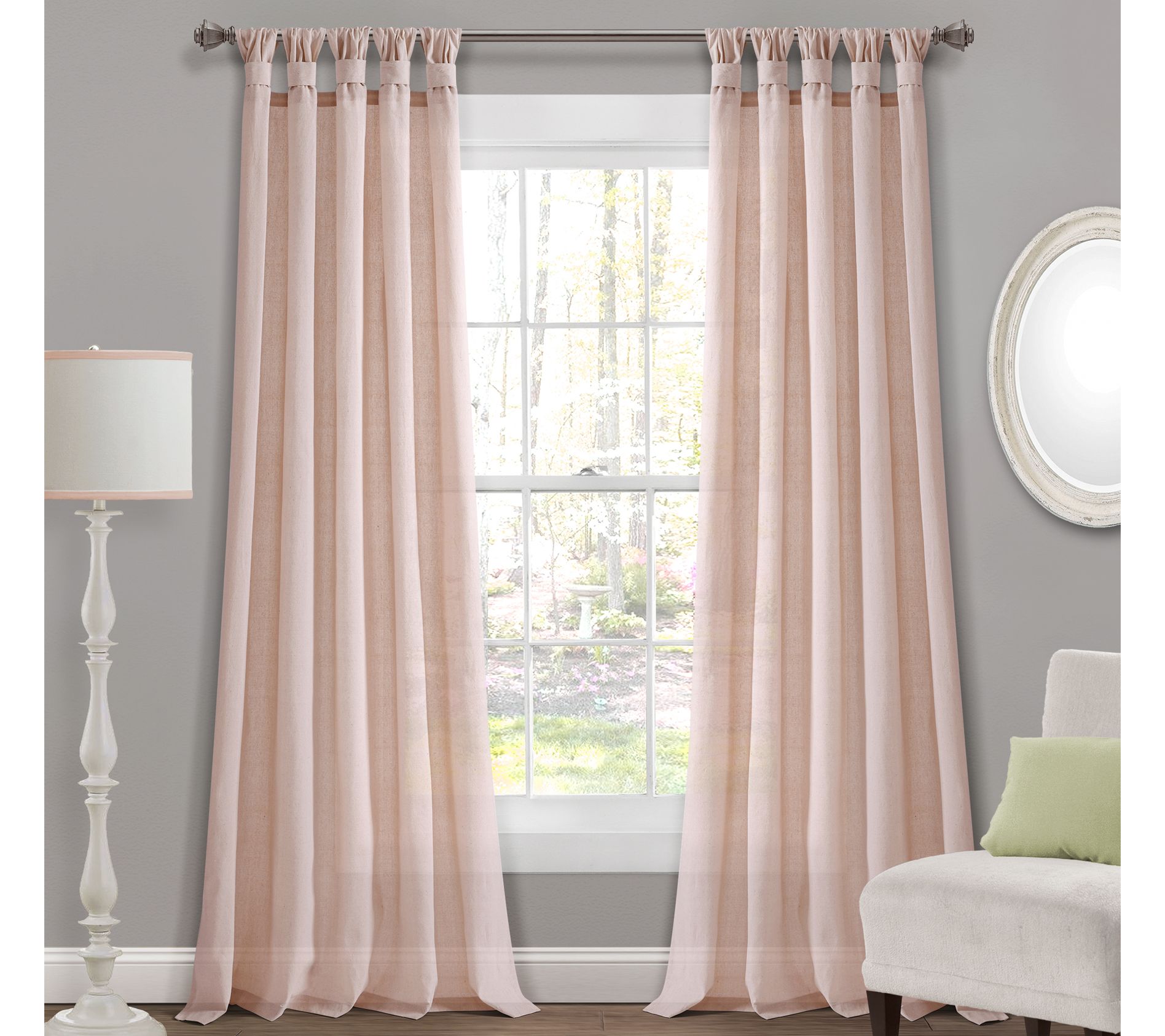 Burlap Knotted Tab Top Window Panels Set by Lush Decor