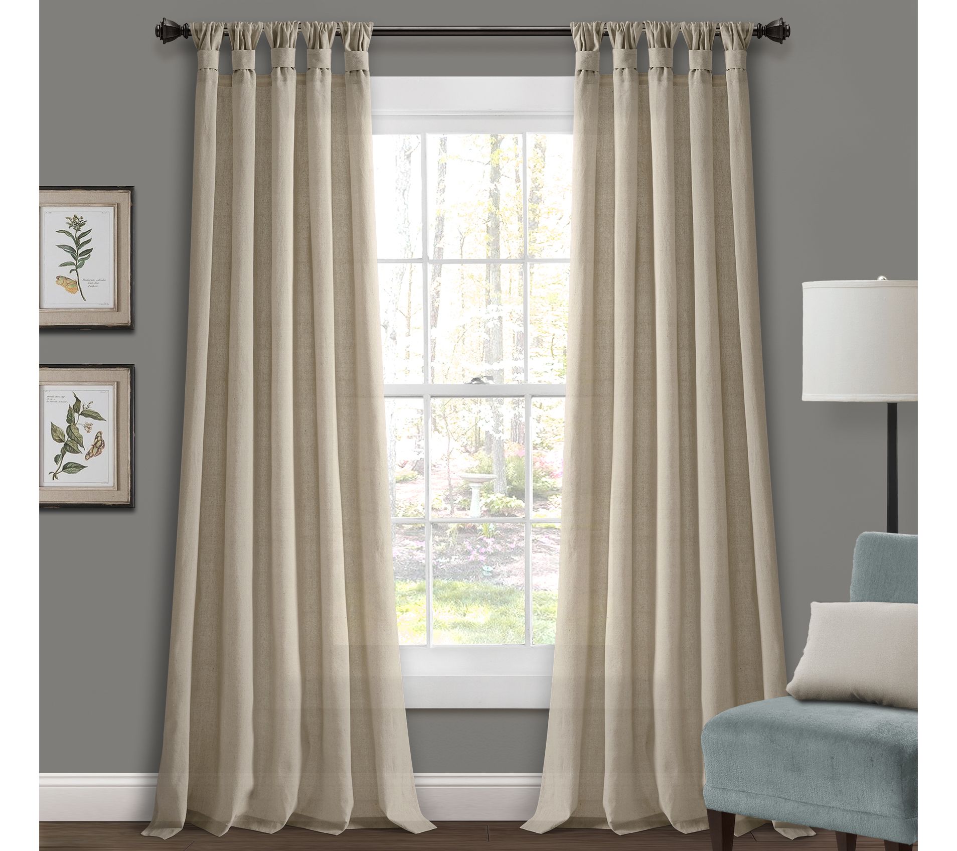 Burlap Knotted Tab Top Window Panels Set by Lush Decor
