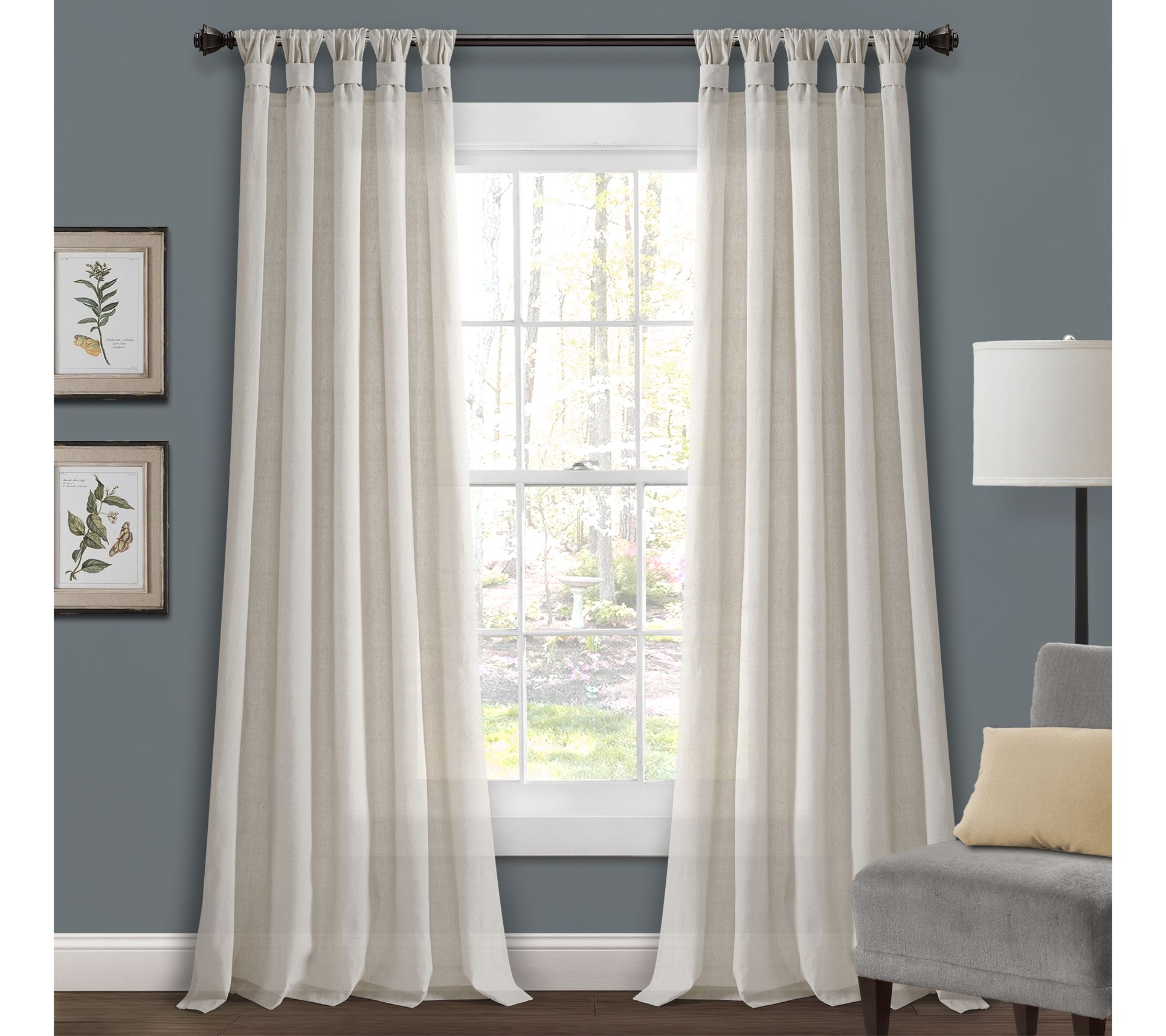 Burlap Knotted Tab Top Window Panels Set by Lush Decor