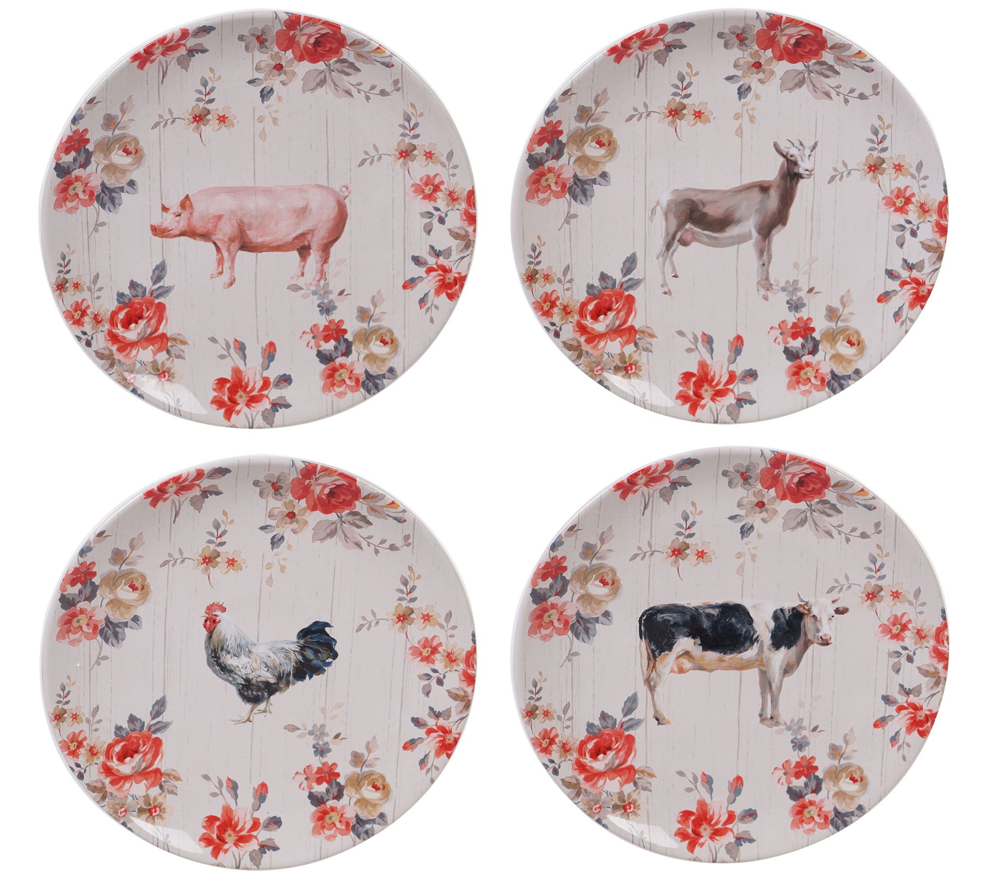 Certified International Farmhouse Set of (4) Dinner Plates
