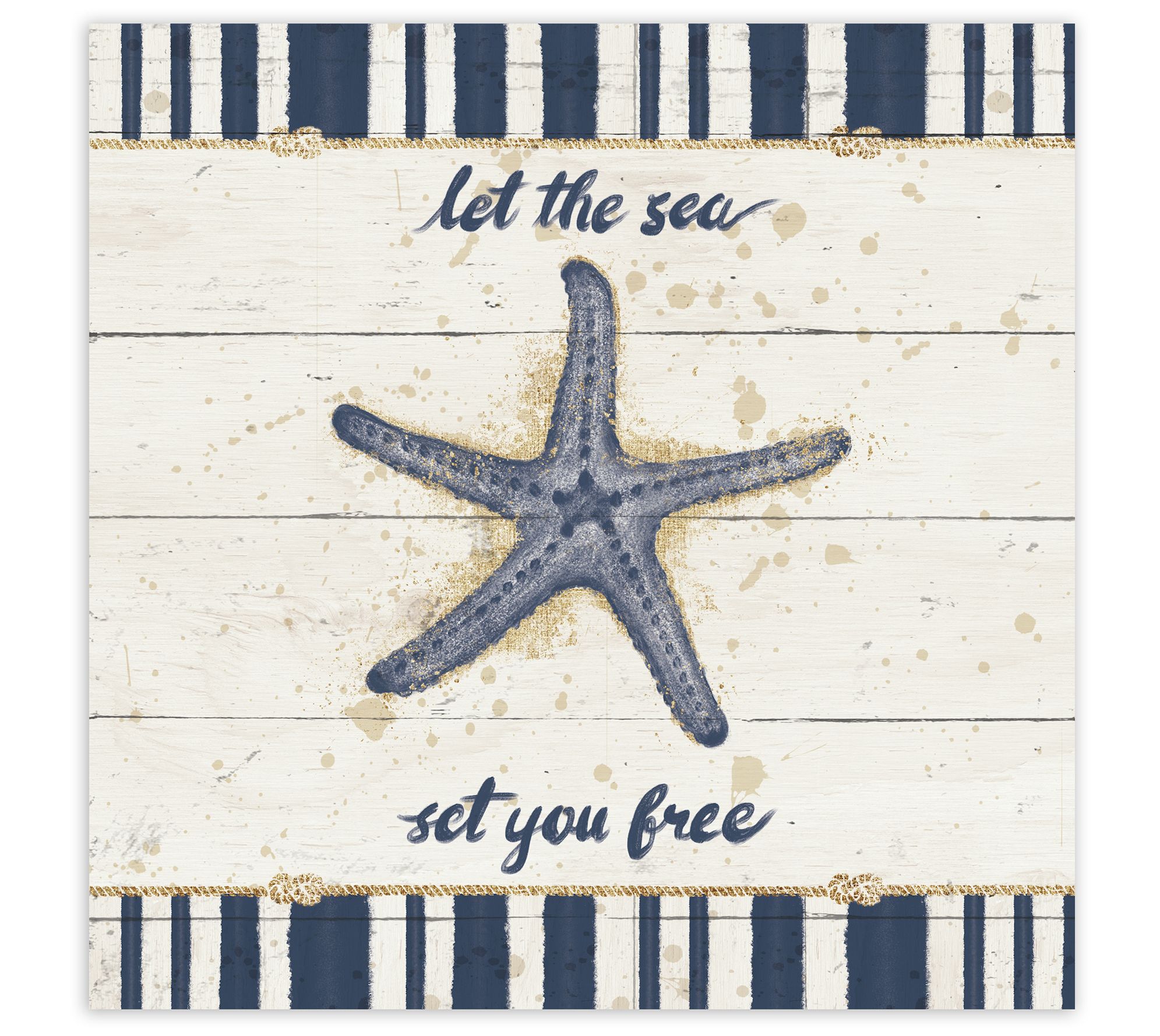 Courtside Market Calm Seas II Gold Rope Border16x16 Canvas