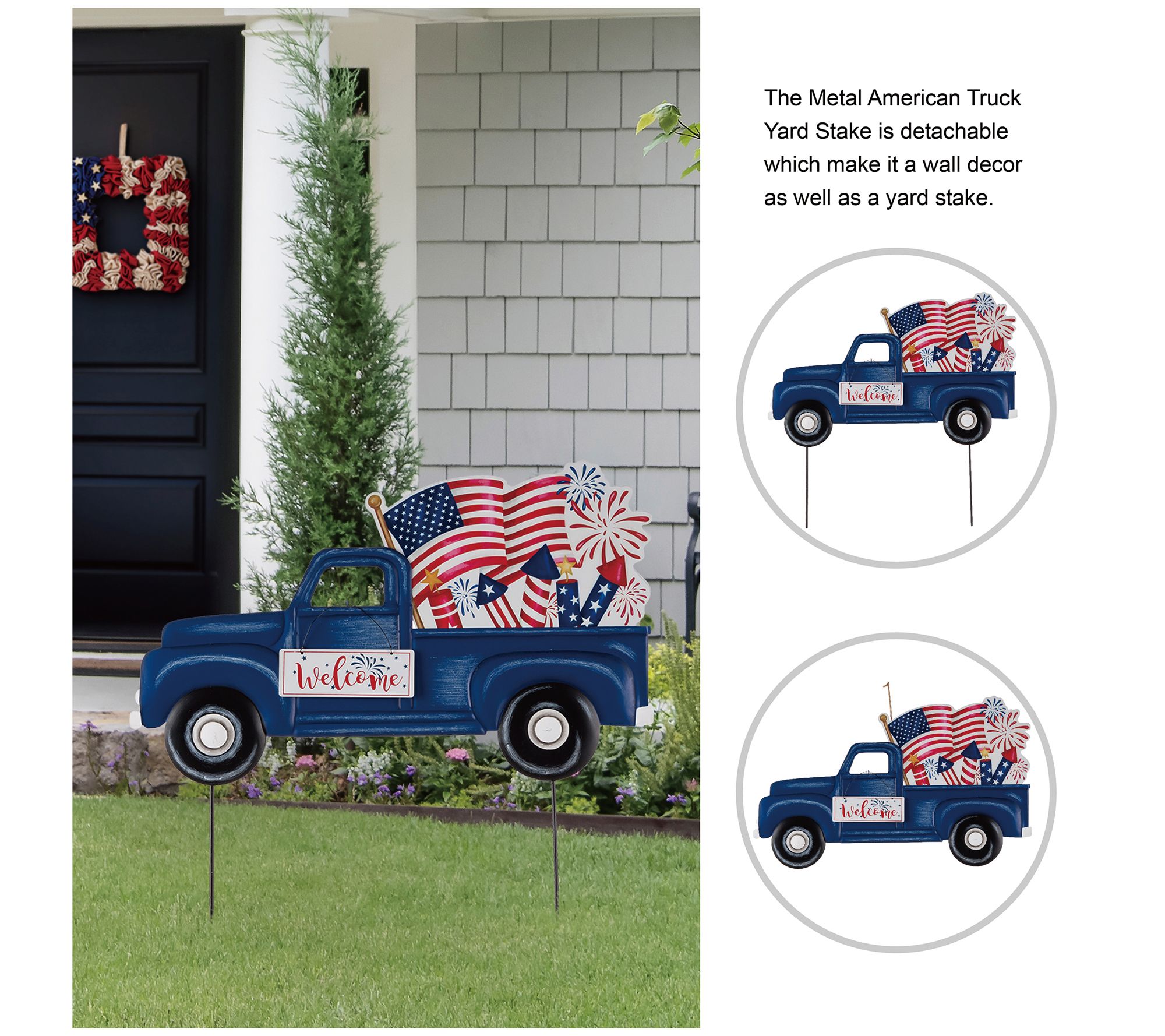 6 x 12 Patriotic Truck Hooked Americana Pillow by Valerie 