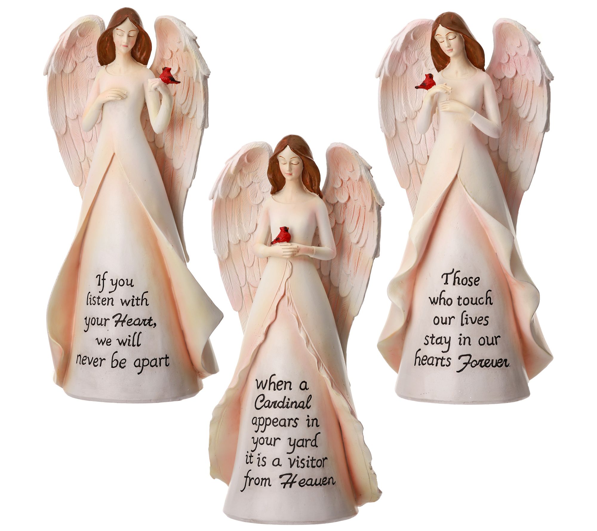 10.5" Cardinal Angel W/Sentiment Set of 3 by Valerie