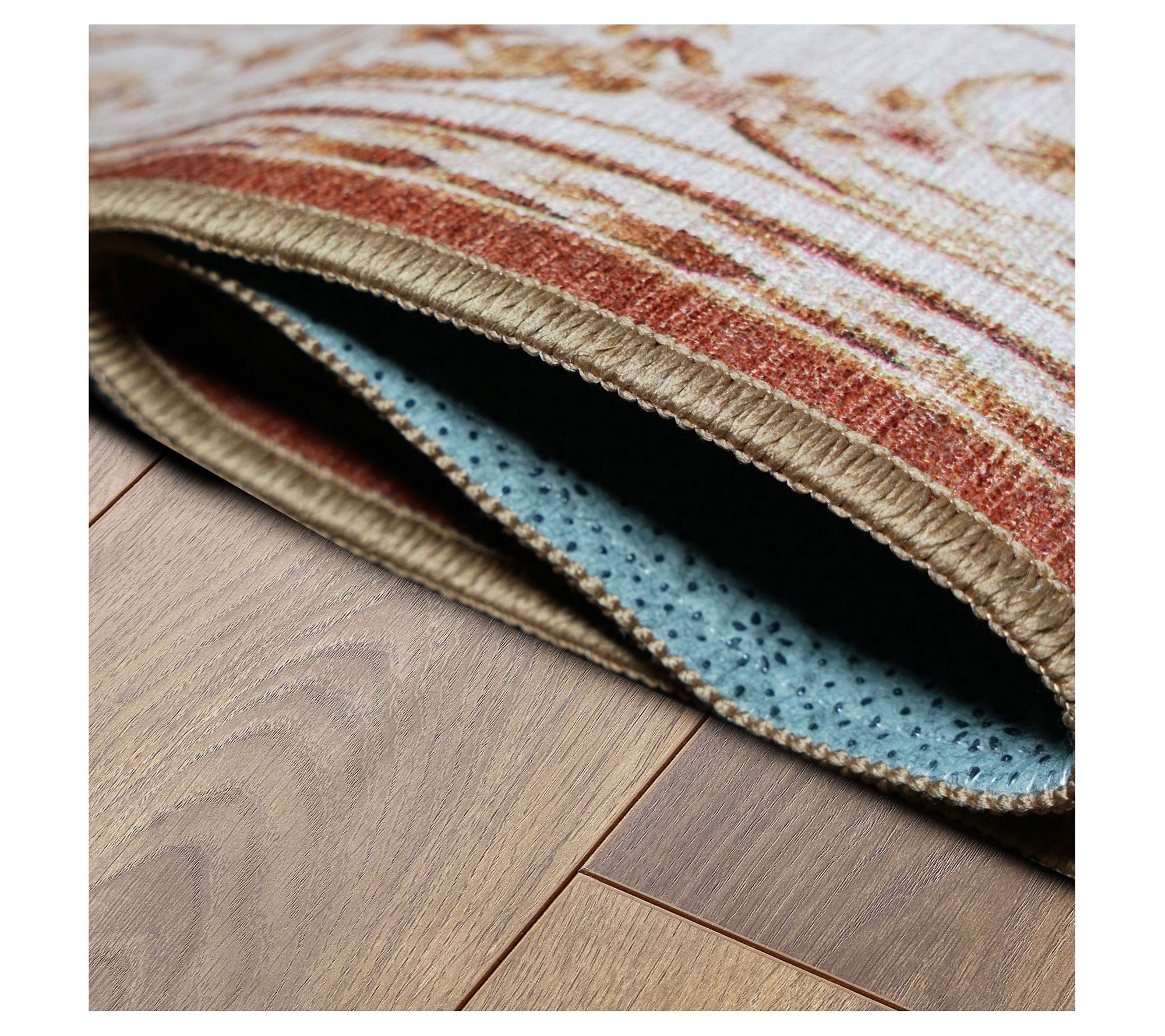 My Magic Carpet Washable Rug Aubusson Beige 5' x 7'