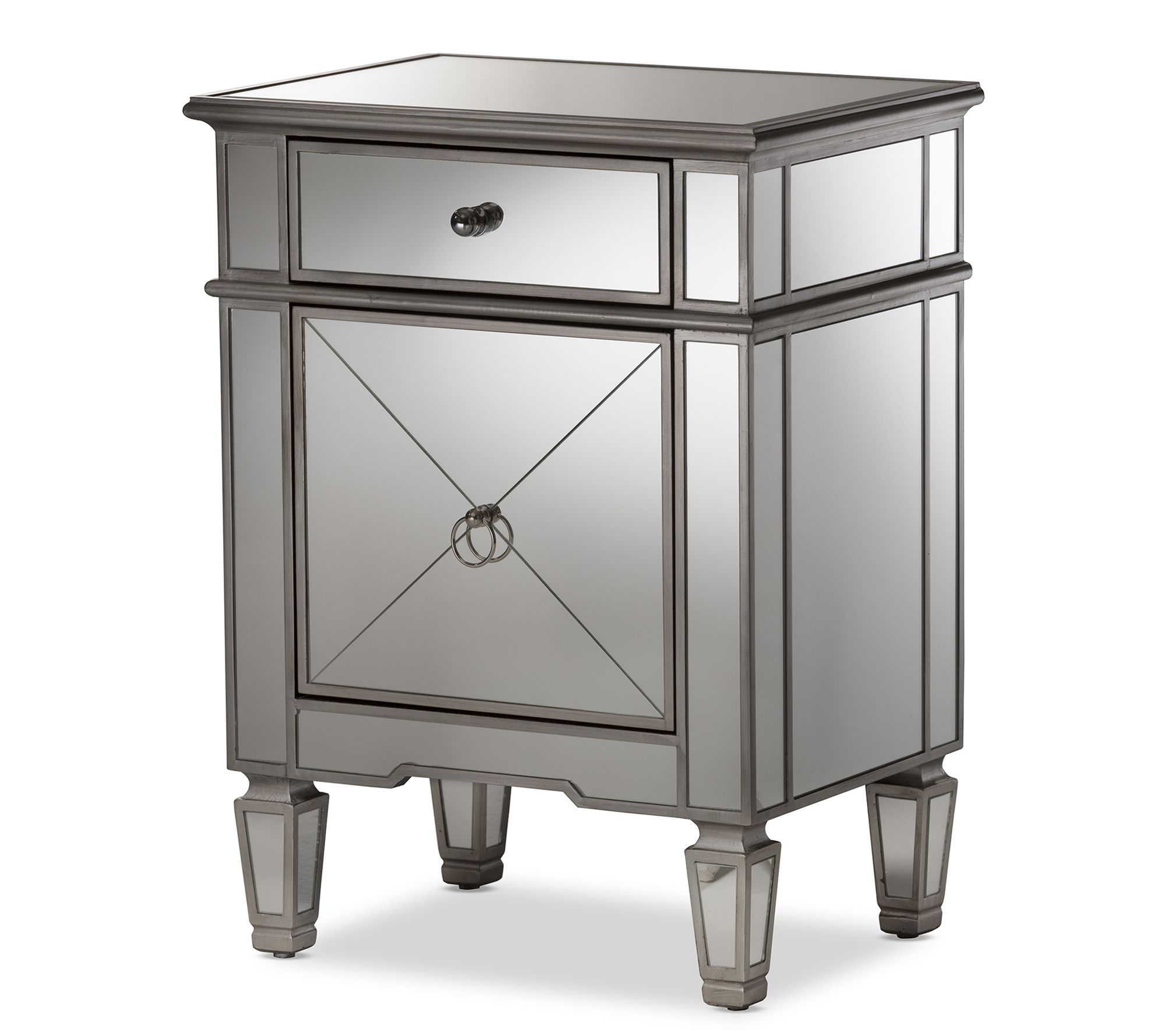 Baxton Studio Claudia Hollywood Regency MirroreNightstand