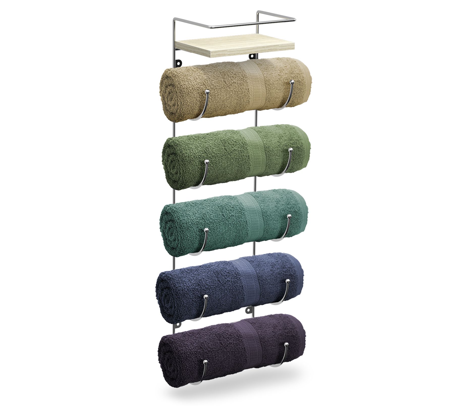 Sorbus 5-Tier Towel Rack with Wooden Top Shelf
