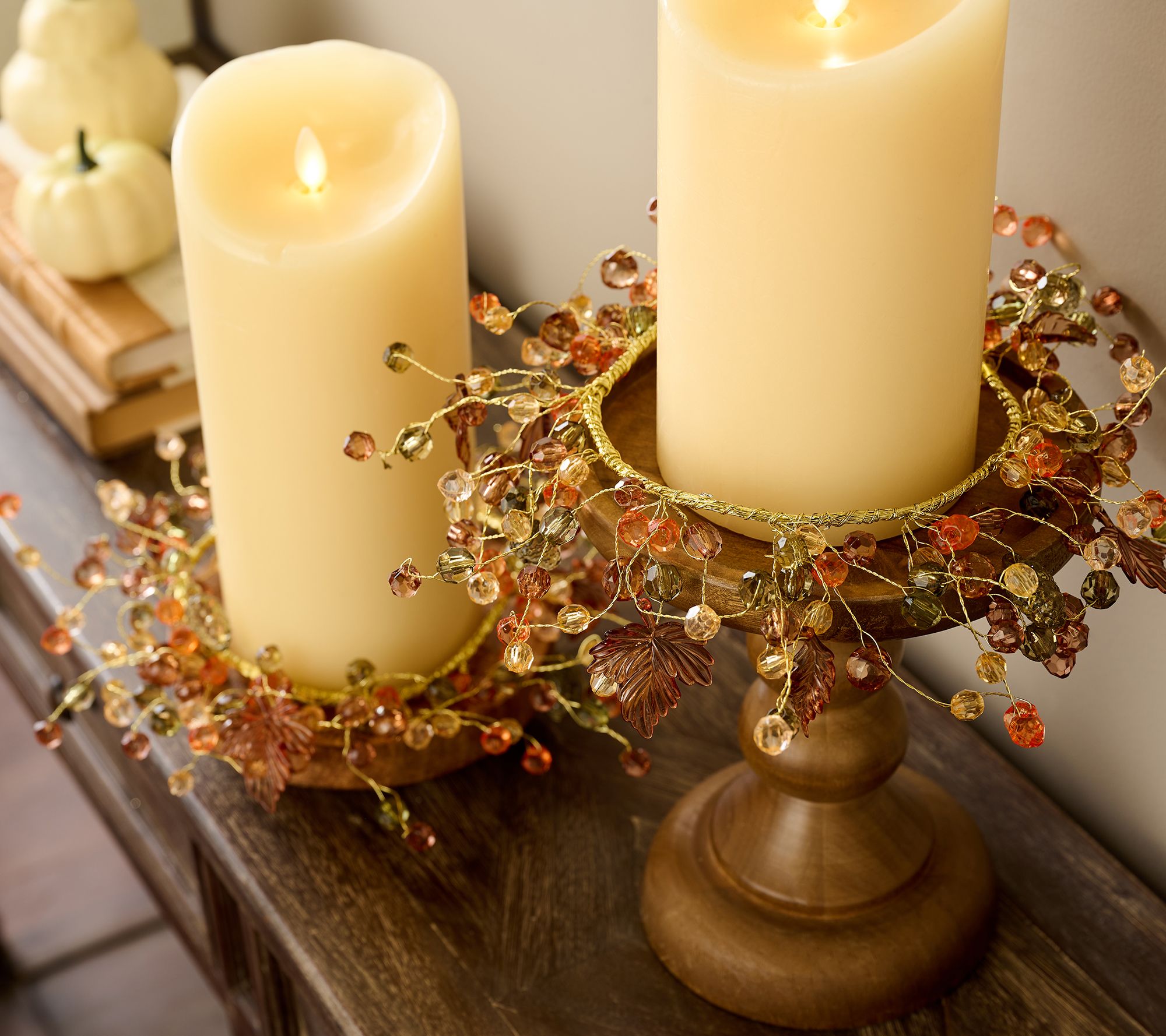 Set of 2 Beaded Candle Rings by Valerie