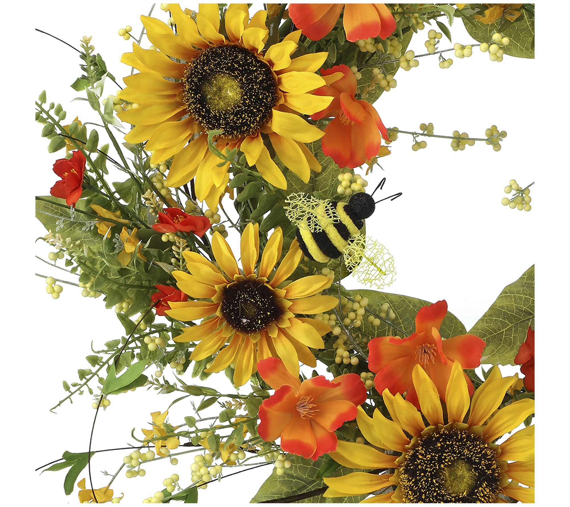 Sunflower And Honey Bee Wreath 26" by Valerie