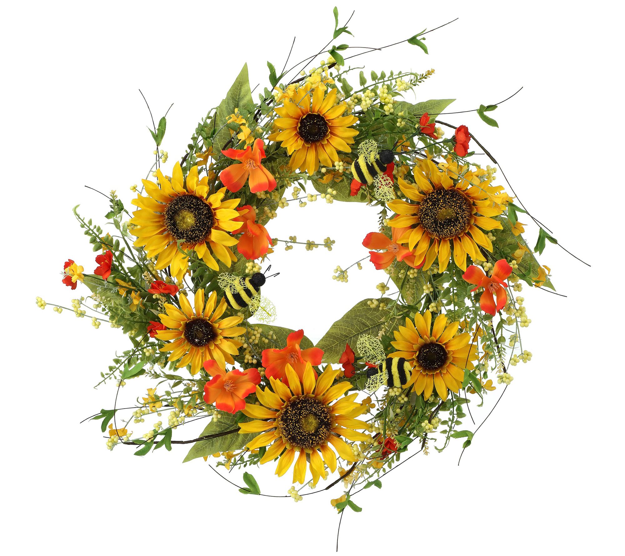 Sunflower And Honey Bee Wreath 26" by Valerie