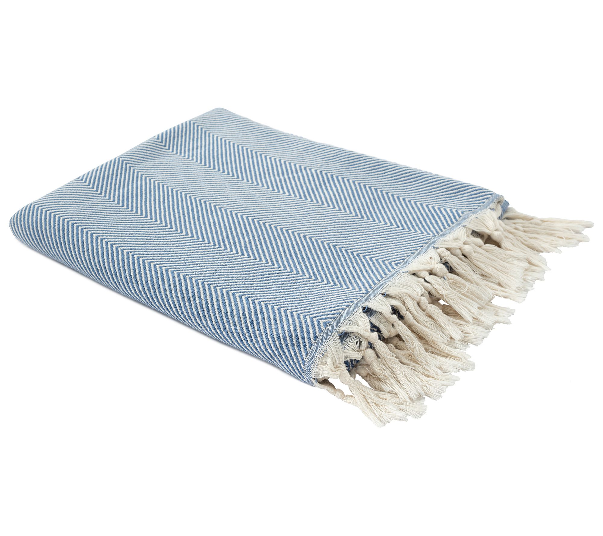 Ox Bay Herringbone Organic Turkish Cotton Throw Blanket