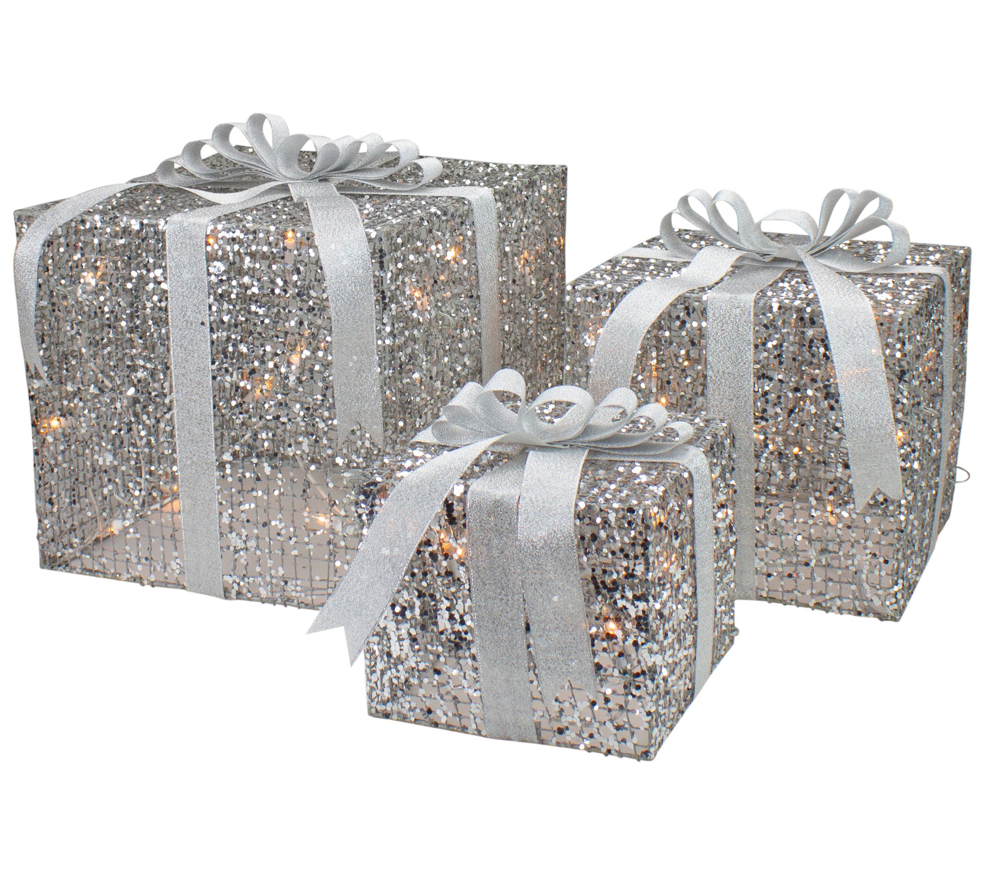 Northlight Set of 3 Silver Threaded Gift Boxes Decoration