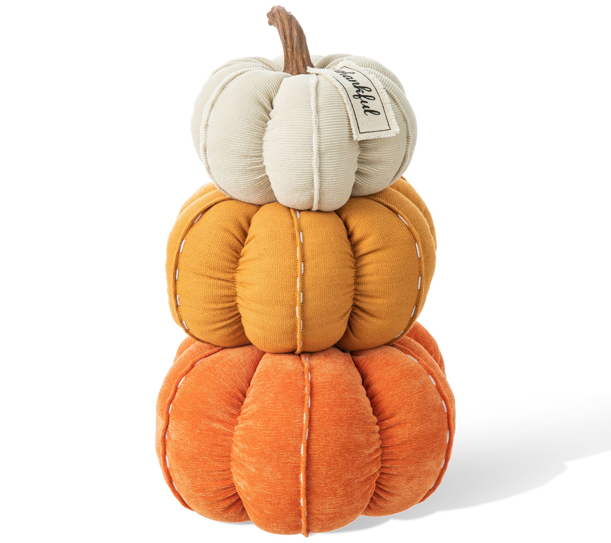 Glitzhome 13"H Fall Harvest Stacked Fabric Pumpkin