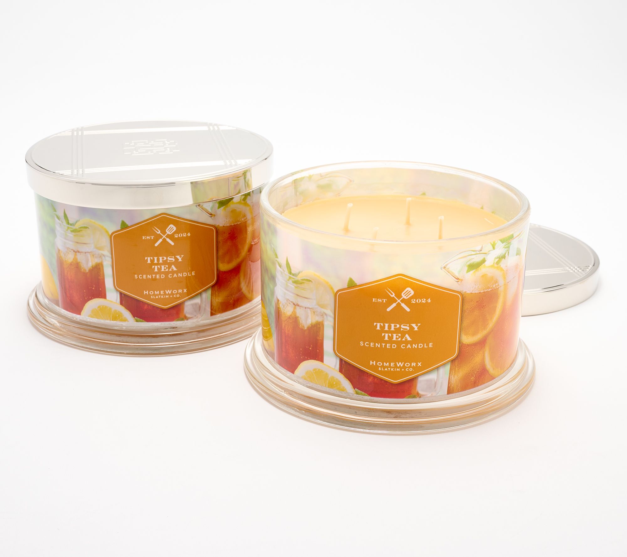 HomeWorx by Slatkin + Co. Set of 2 Tipsy Tea 18oz. Candles - QVC.com