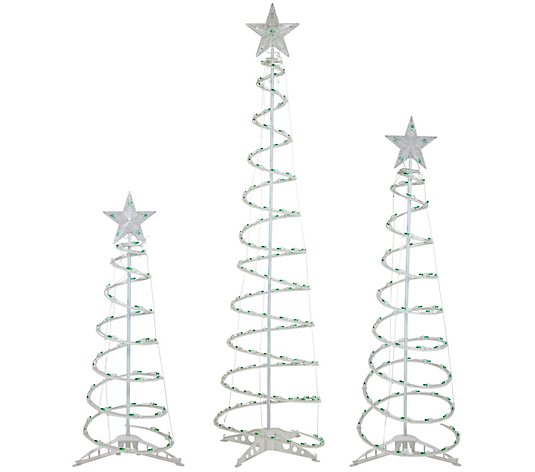 Northlight S/3 Green Lighted Spiral Christmas T rees- 3' 4' 6' - QVC.com