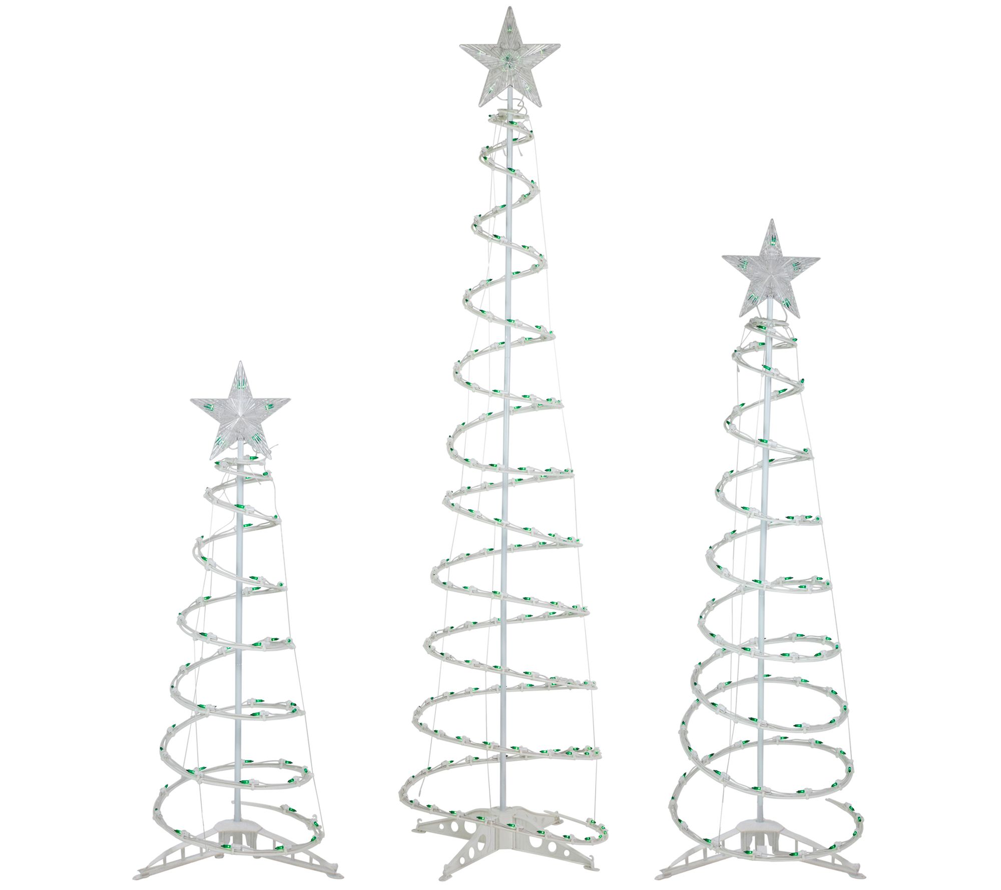 Northlight S/3 Green Lighted Spiral Christmas Trees- 3' 4' 6'