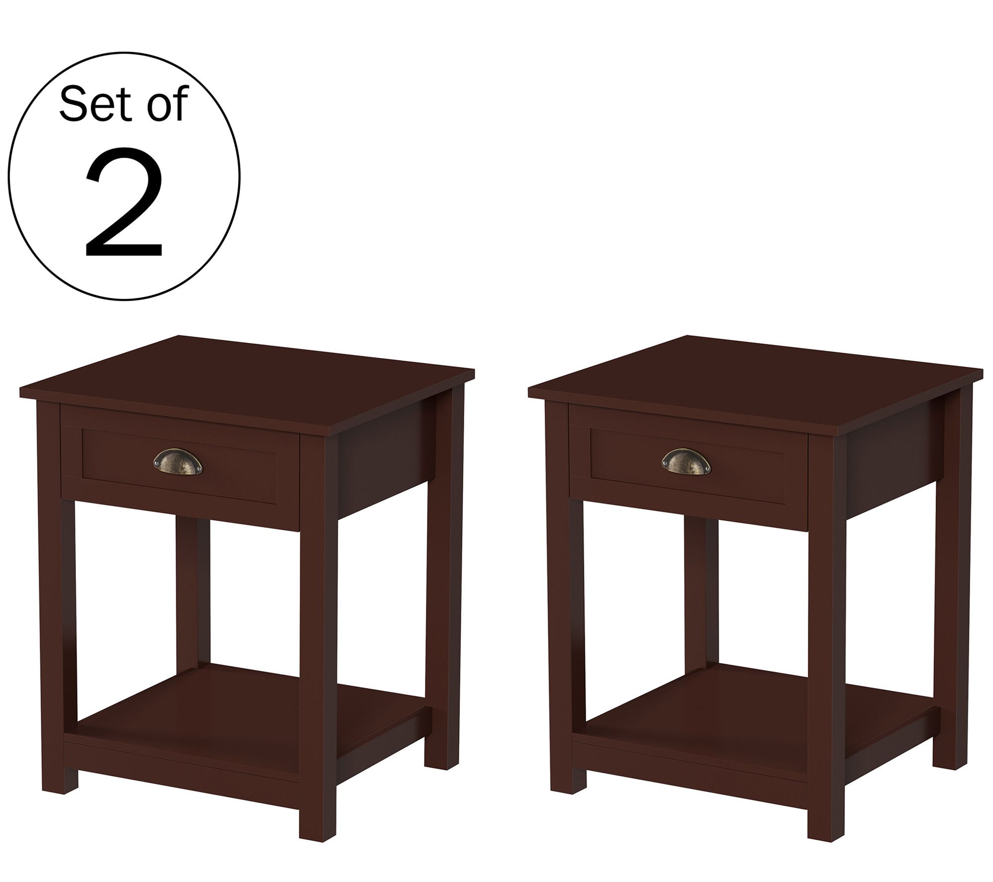 Lavish Home 2 End Tables with Drawer Sofa or Bedside Tables