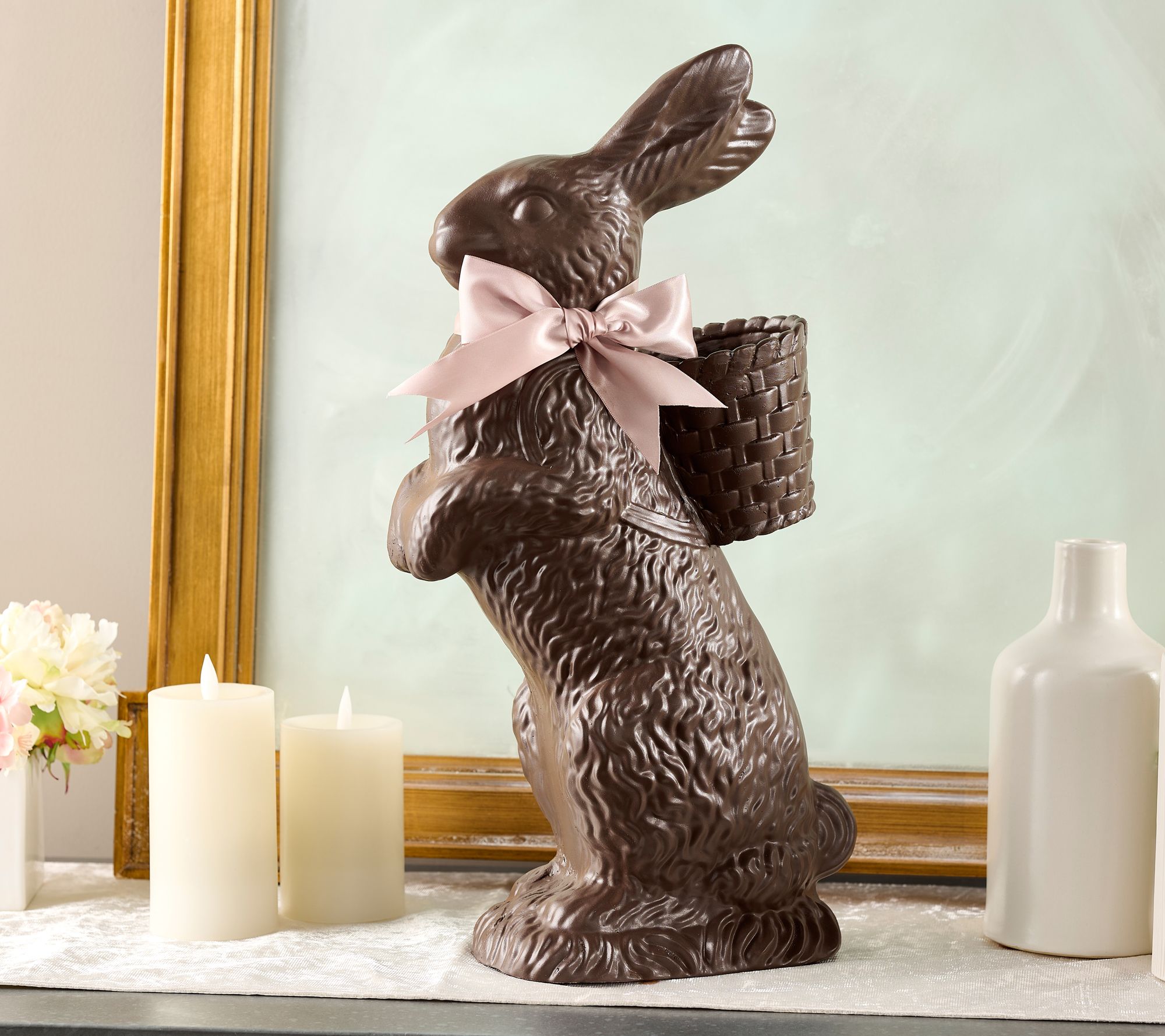 "As Is" 20" Chocolate Bunny Figure by Valerie