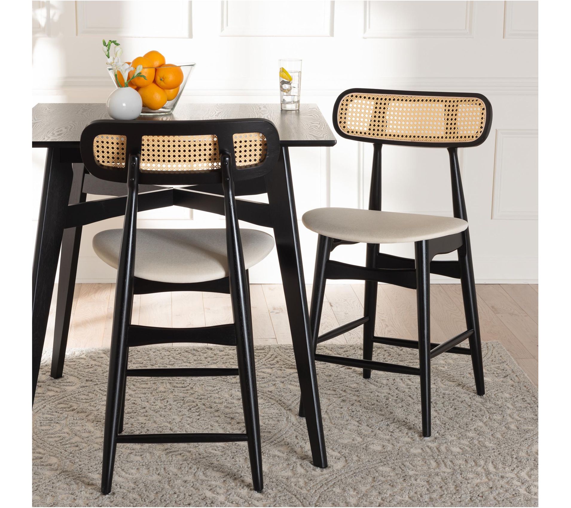 Baxton Studio Tarana Cream Fabric 2-Piece Counter Stool Set