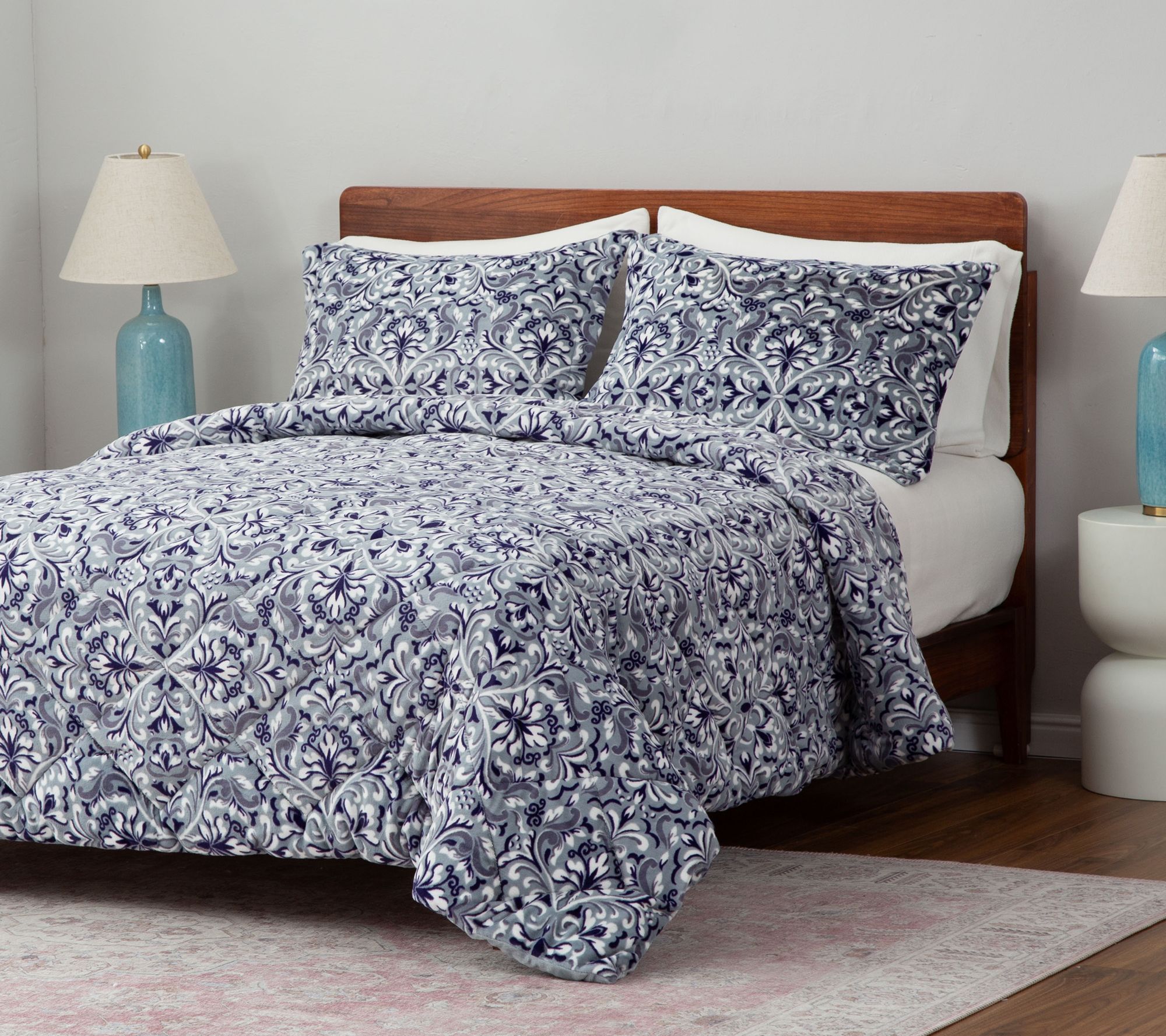 Berkshire Printed Petite Grace Fur Comforter & Sham Set- Twin