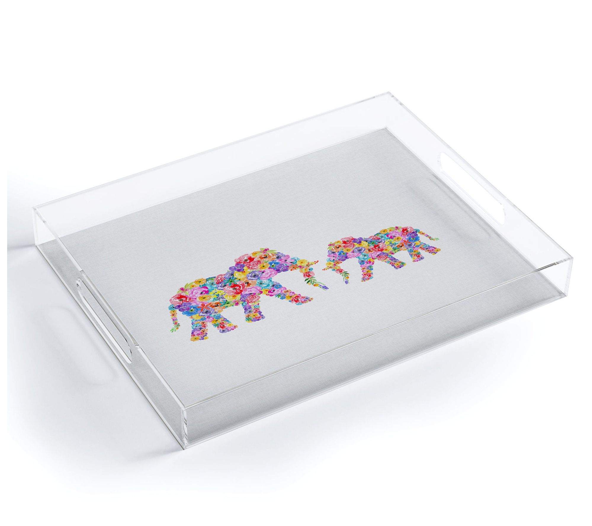 Deny Designs Acrylic Tray -Floral Elephants by Orara Studio