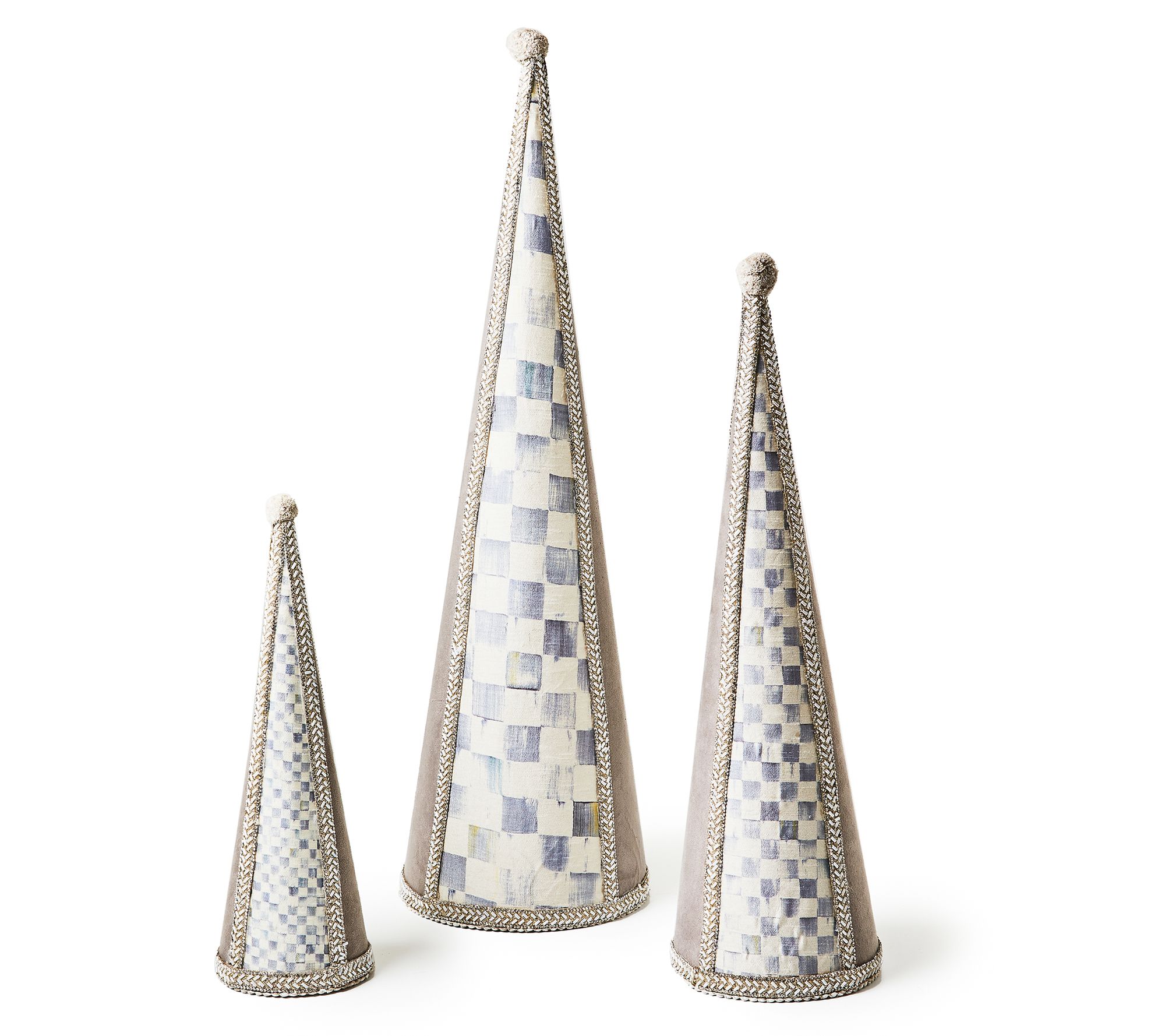 MacKenzie-Childs Set of 3 Crystal Palace Suede Cone Trees