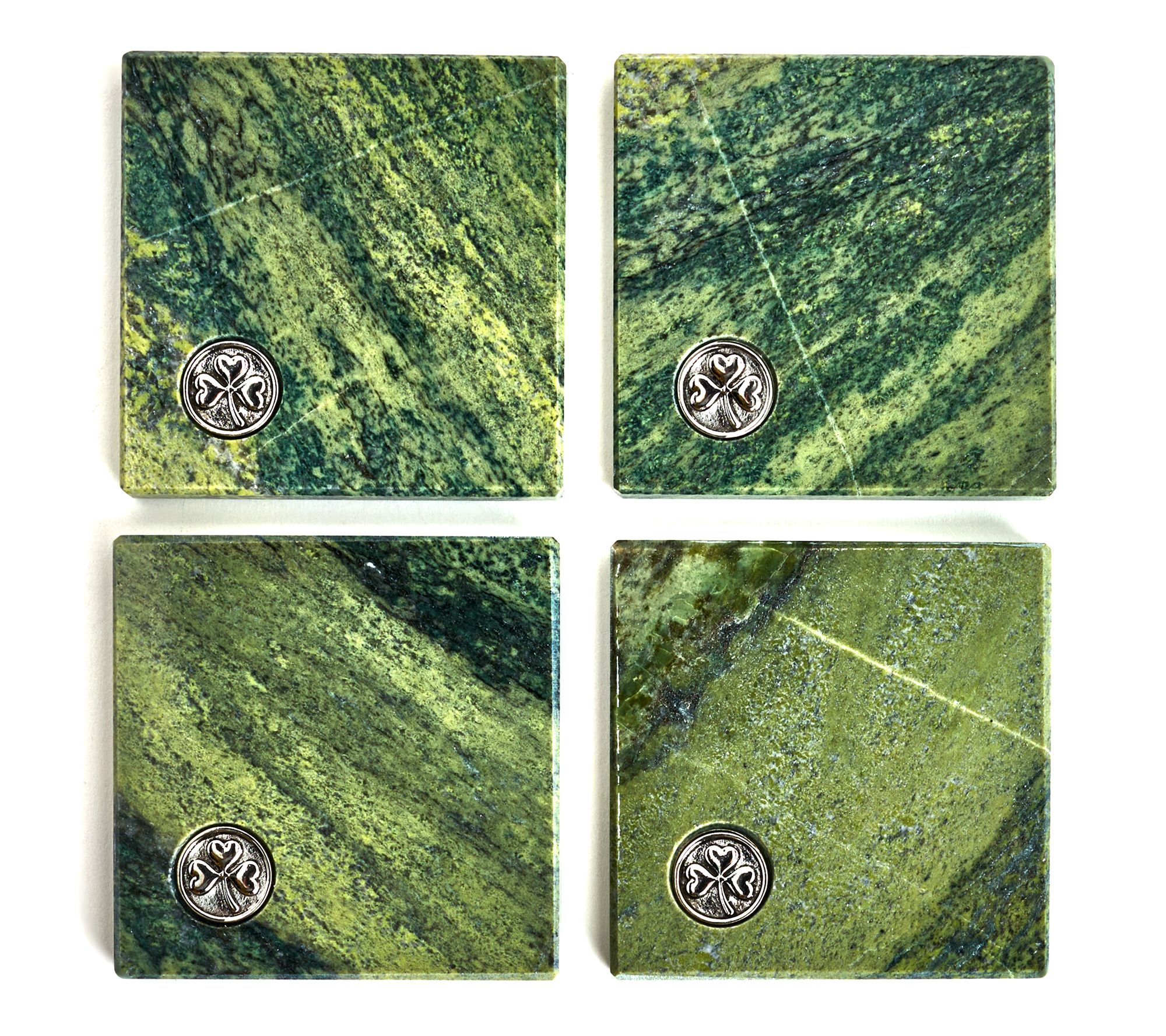 Connemara Marble Set of 4 Coaster with Irish Motif