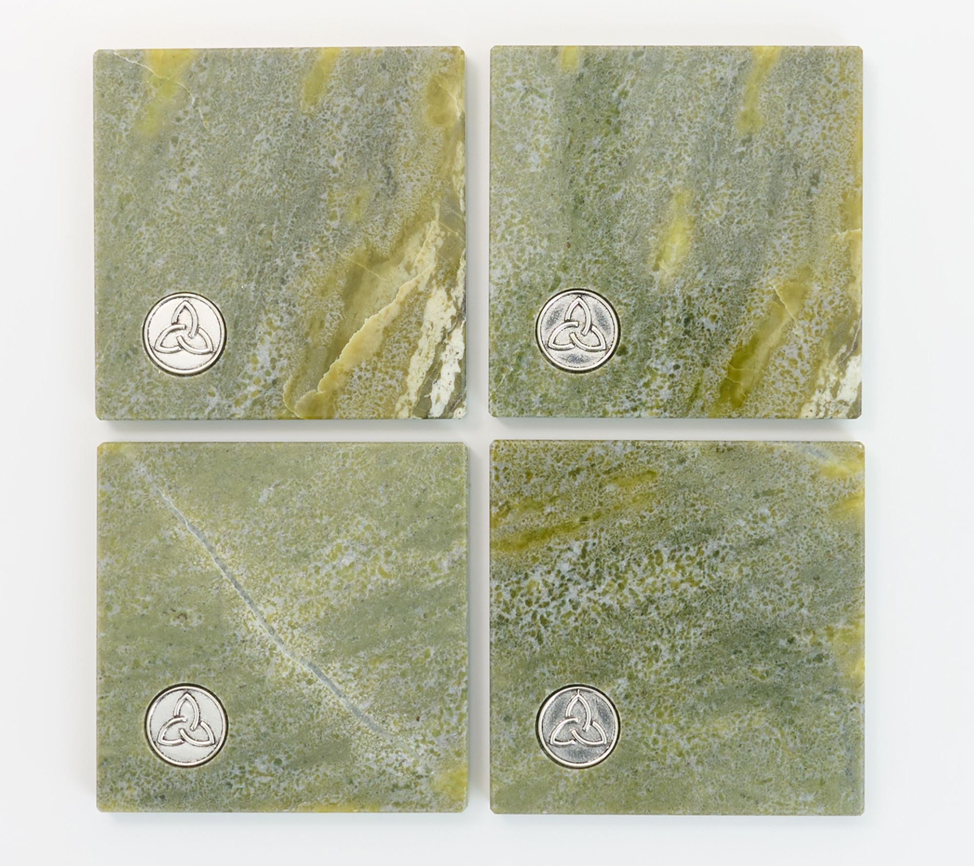 Connemara Marble Set of 4 Coaster with Irish Motif