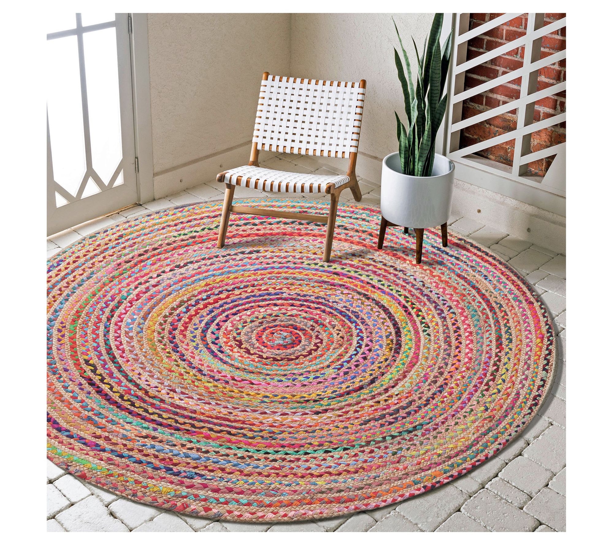 Ox Bay Ingrid Cotton and Jute Rainbow Indoor 7'Round Rug
