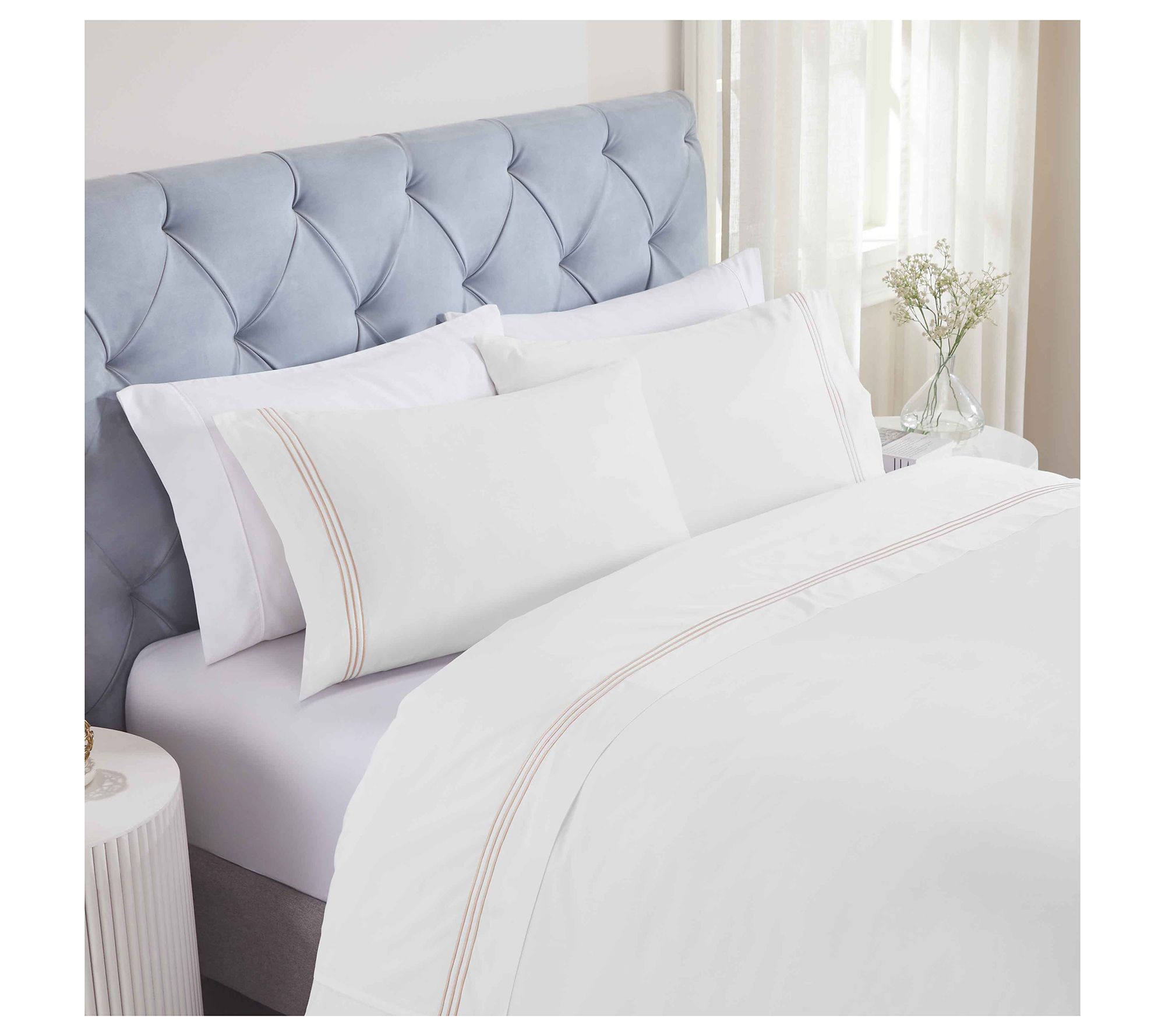 Superior Brandon Cotton Embroidered Bed Sheet Set -Full