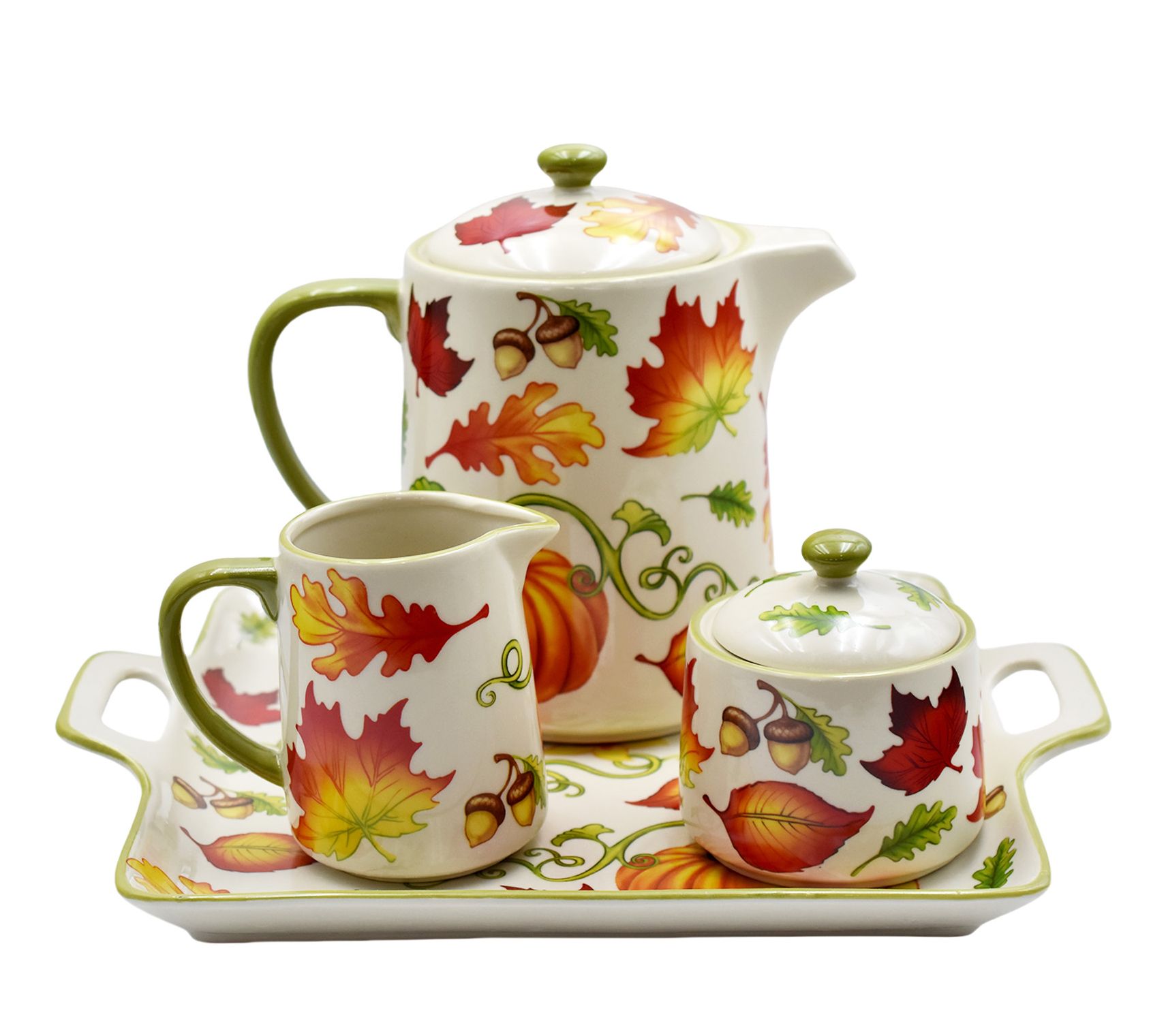 Temp-tations 4-Piece Tea Set w/ Square Tray