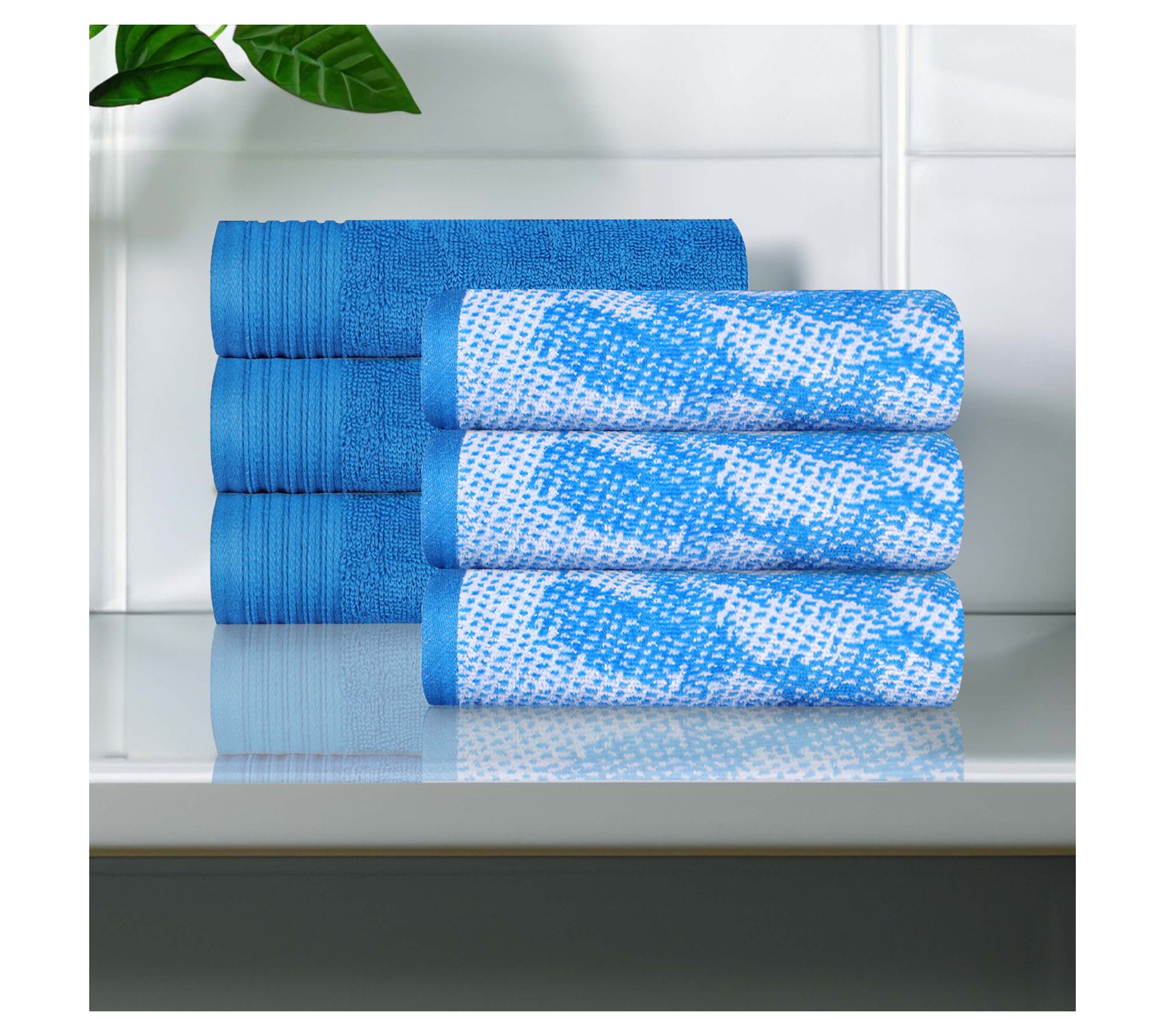 Superior 6 Piece Cotton Solid and Marble Hand Towel Set