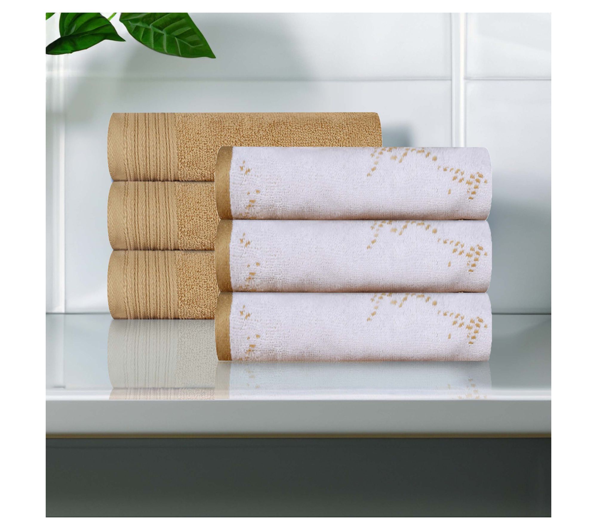 Superior 6 Piece Cotton Solid and Marble Hand Towel Set