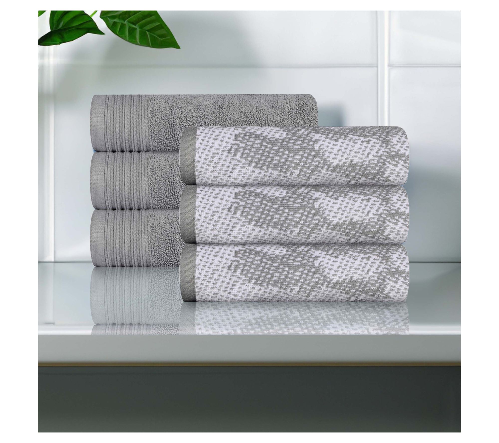 Superior 6 Piece Cotton Solid and Marble Hand Towel Set