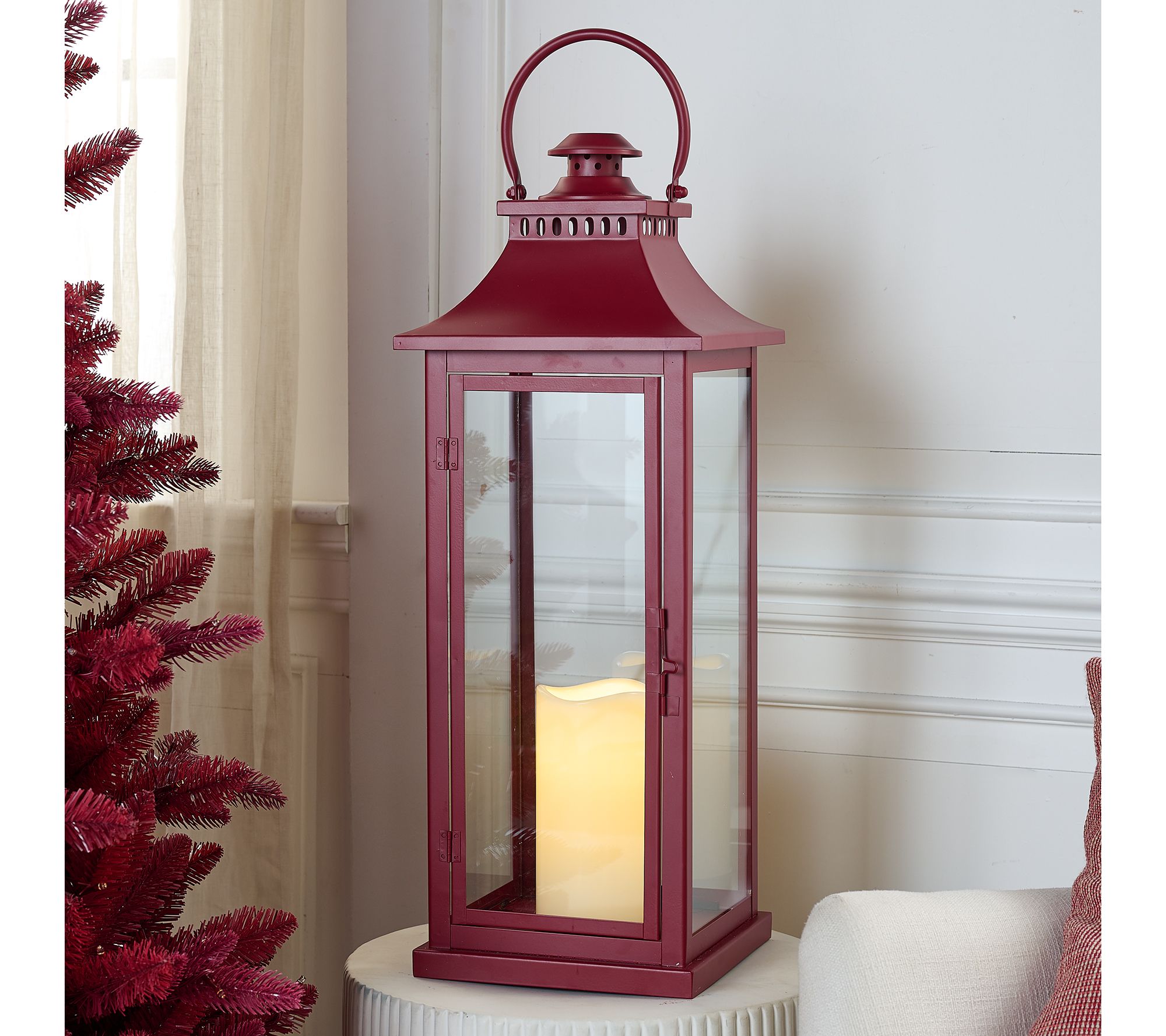 27" Oversized Glass Panel Flameless Lantern by Kim Gravel