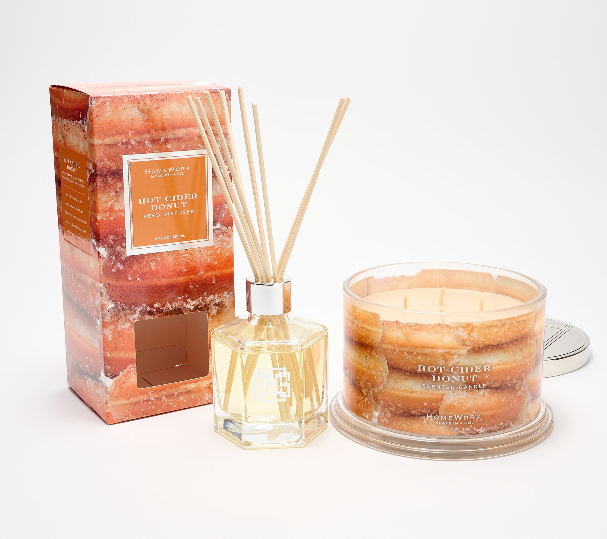 HomeWorx by Slatkin + Co. 18-oz. Candle & Reeds Hot Cider Donut