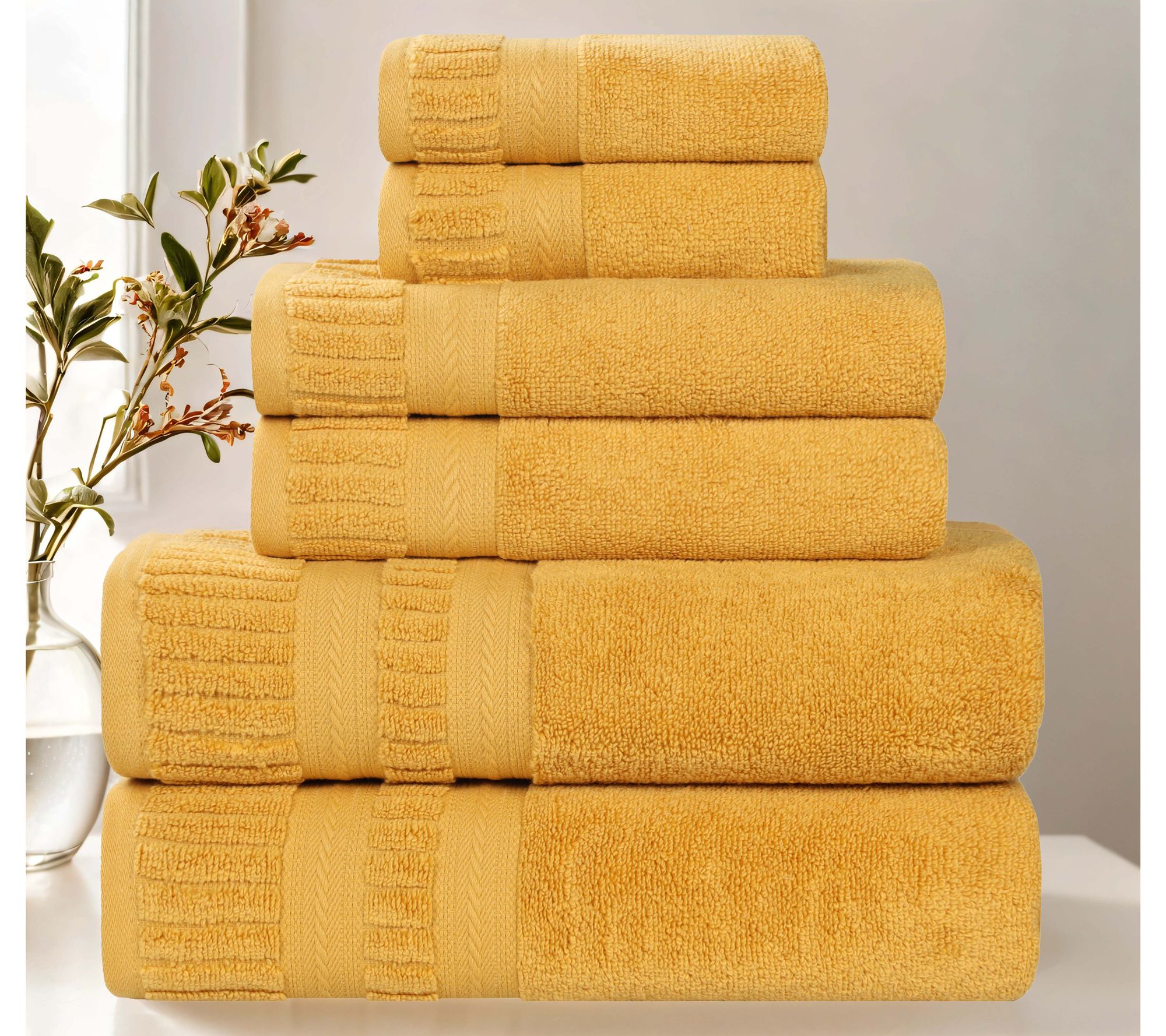 Superior 6-Piec e Venice Zero T wist Cotton Sof t Towel Set