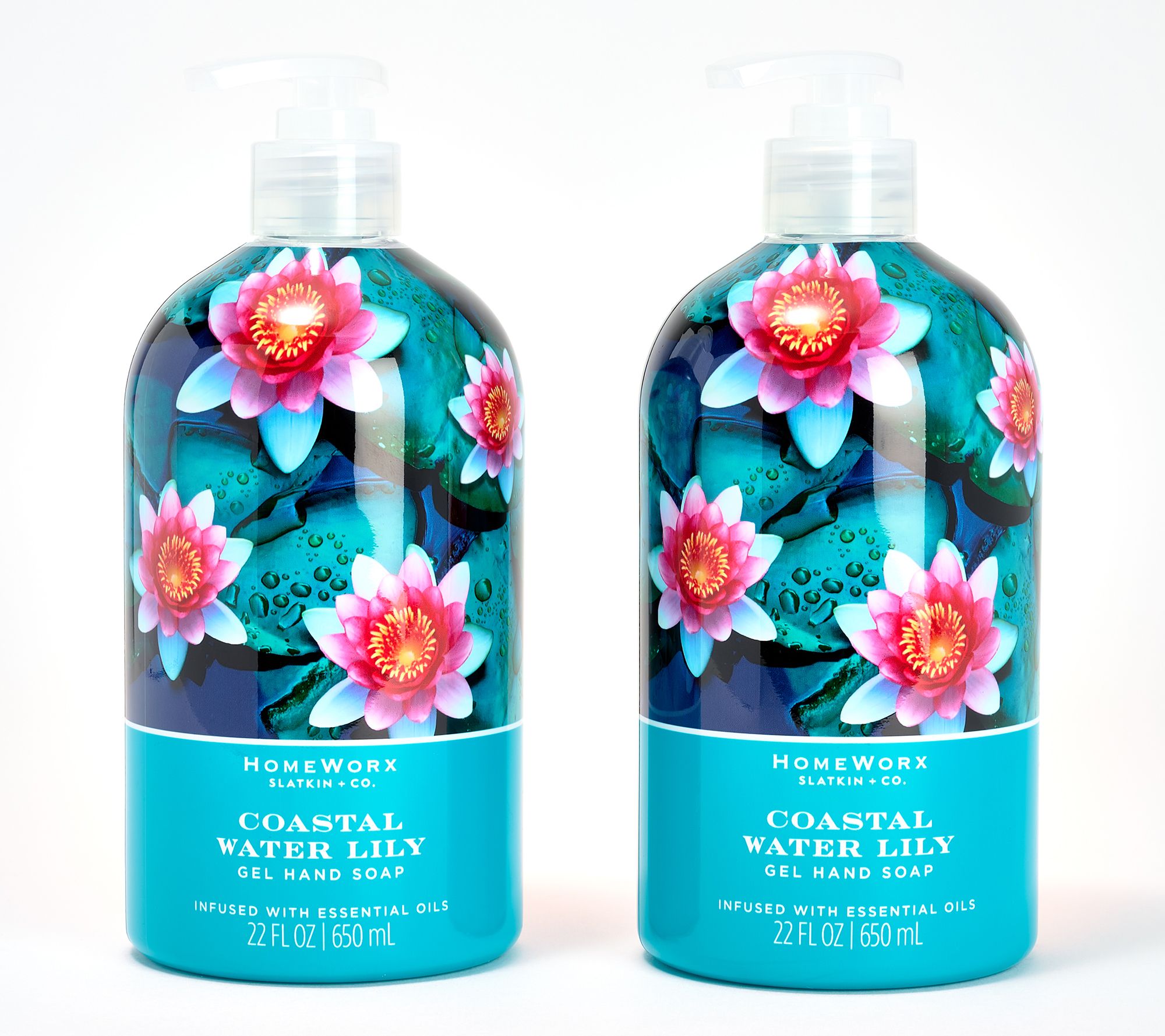 As Is HomeWorx by Slatkin + Co. S/2 22oz Water Lily Soap