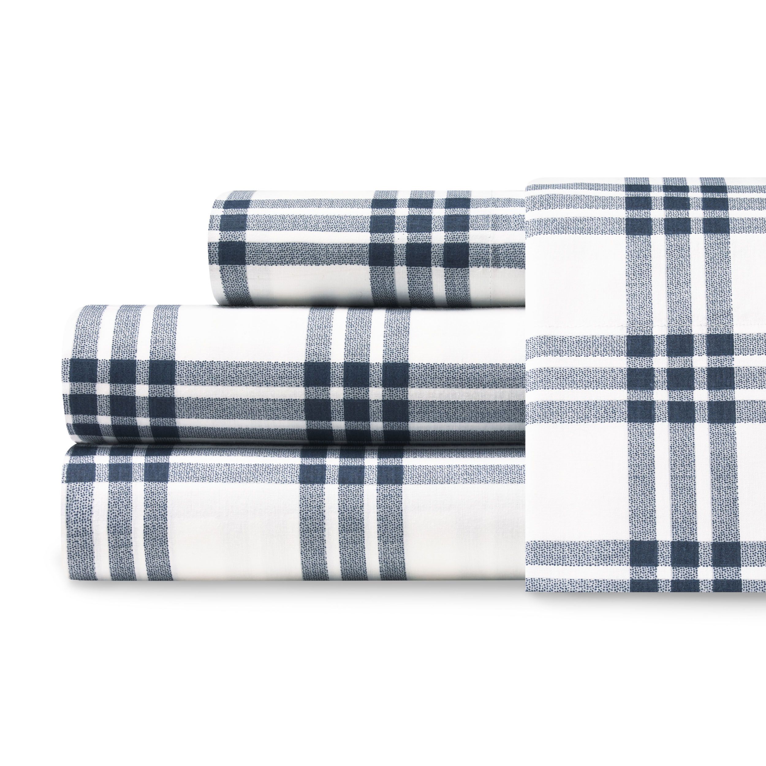 Eddie Bauer Basic Plaid Dusted Indigo King Sheet Set
