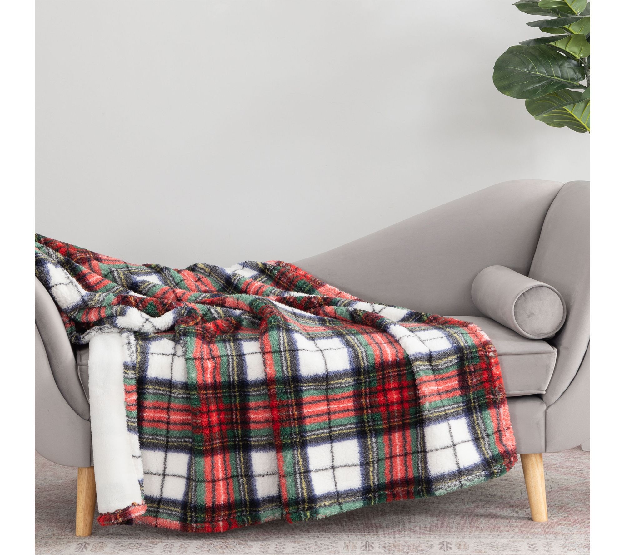 60x70 Reversible Sherpa Printed Throw by Jill Martin
