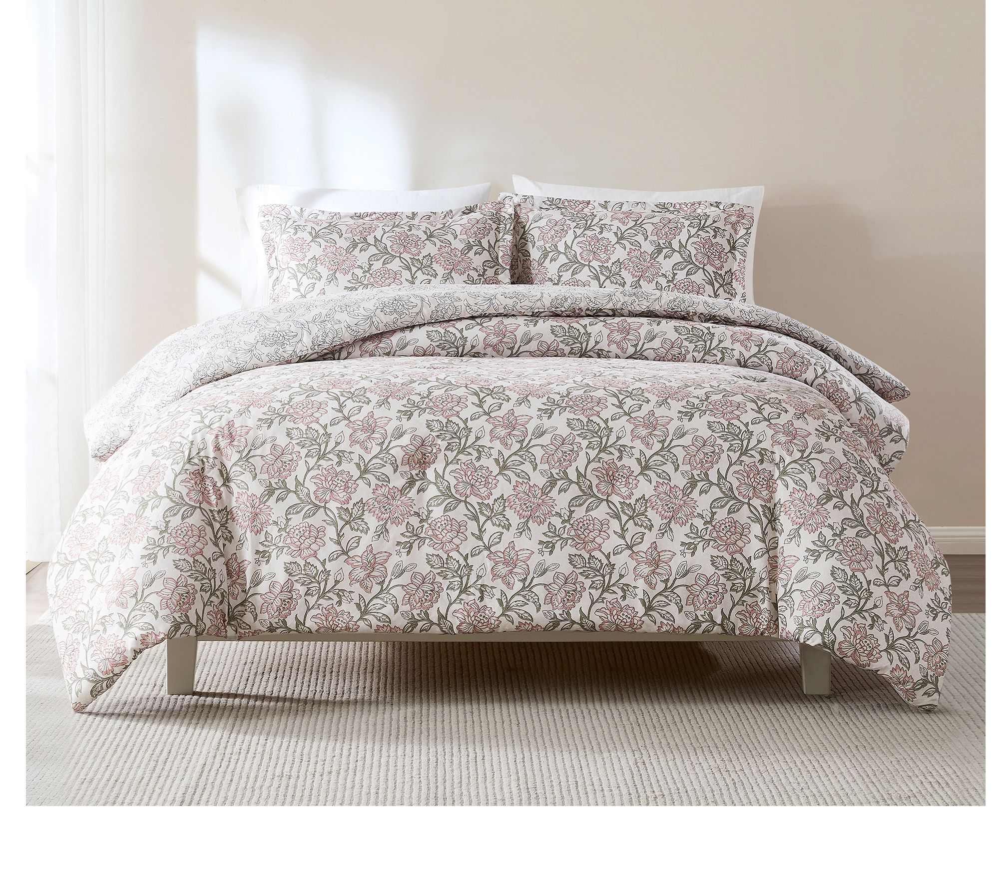 Lush Decor Zara Floral Block Reversible Comforter 3Pc Set K/CK