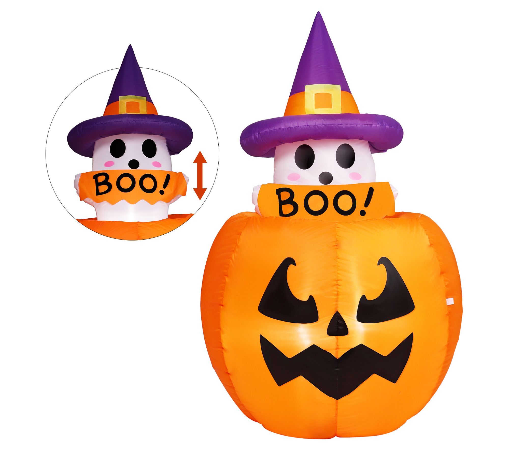 Joyfy 5ft Tall Halloween Animated Inflatable Ghost on Pumpkin